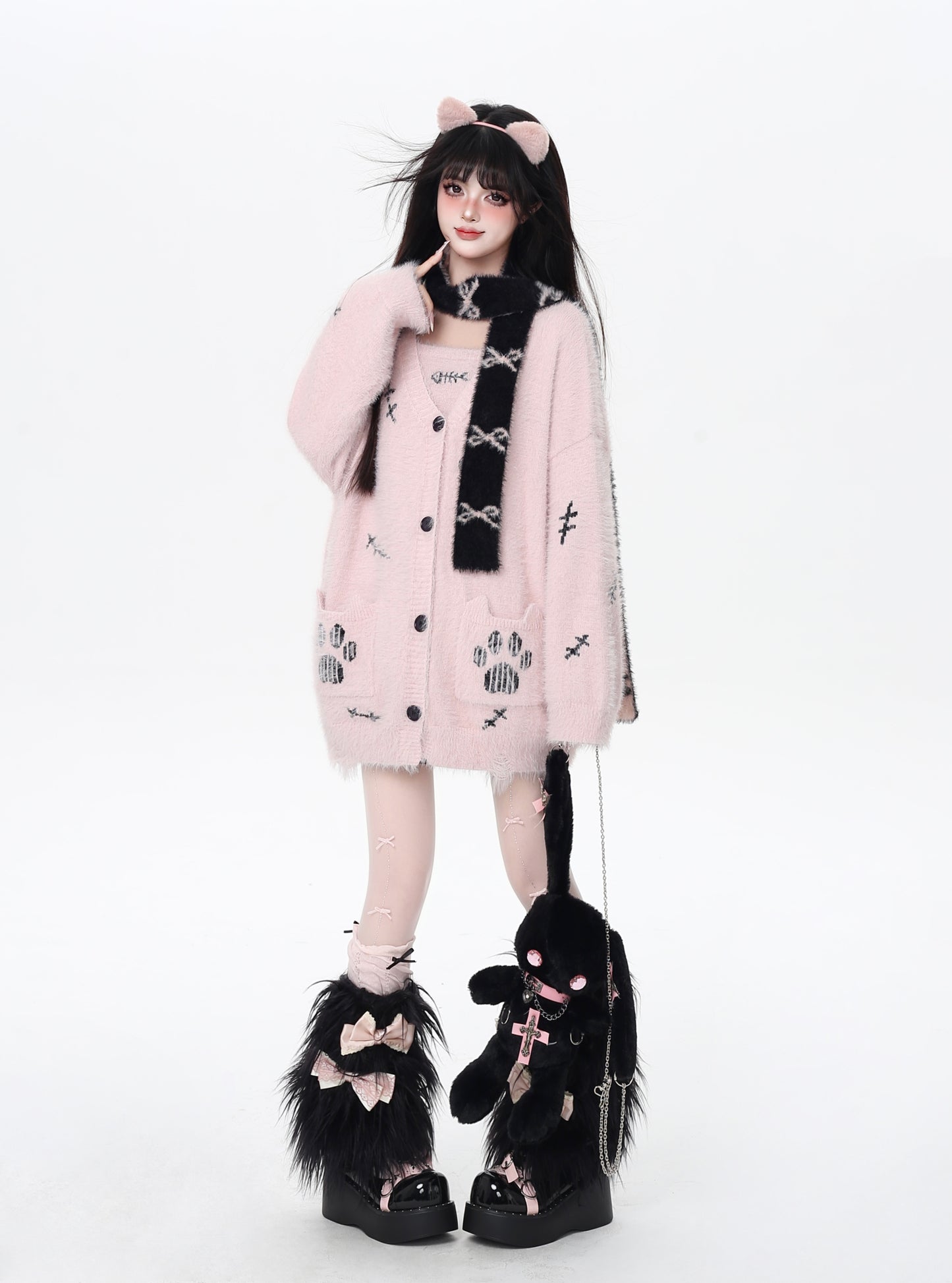 猫の手モチーフ♡ゆる甘ニットカーディガンセット