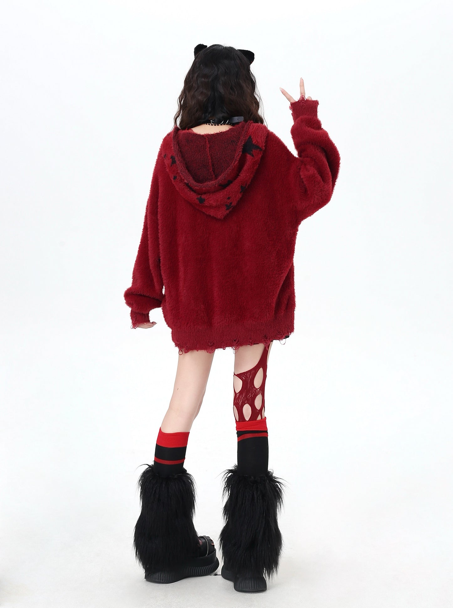 フード付きレターニット|ゆるヴィンテージムードのふわもこセーター