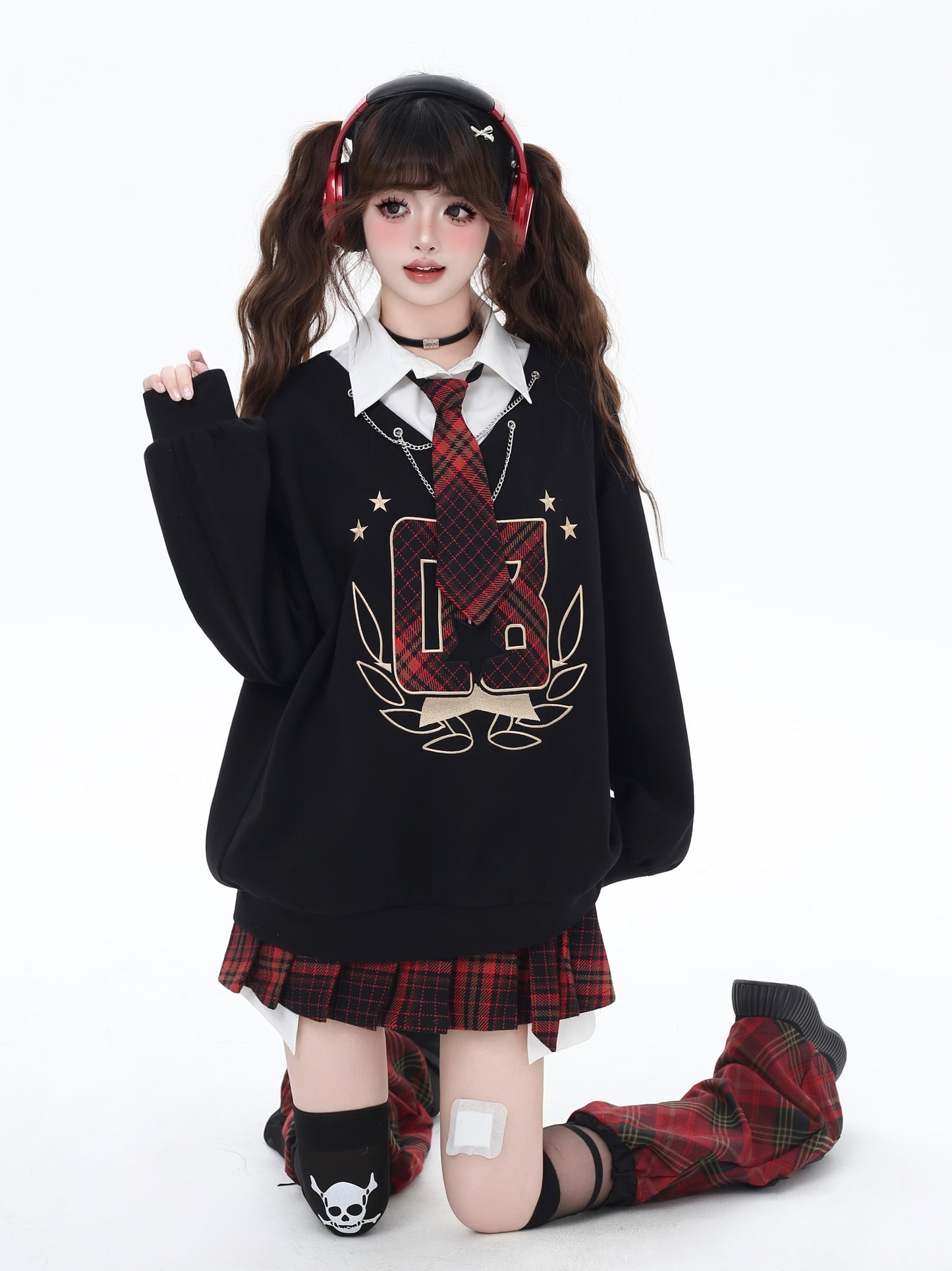 学院風ドッキングデザインのスウェット