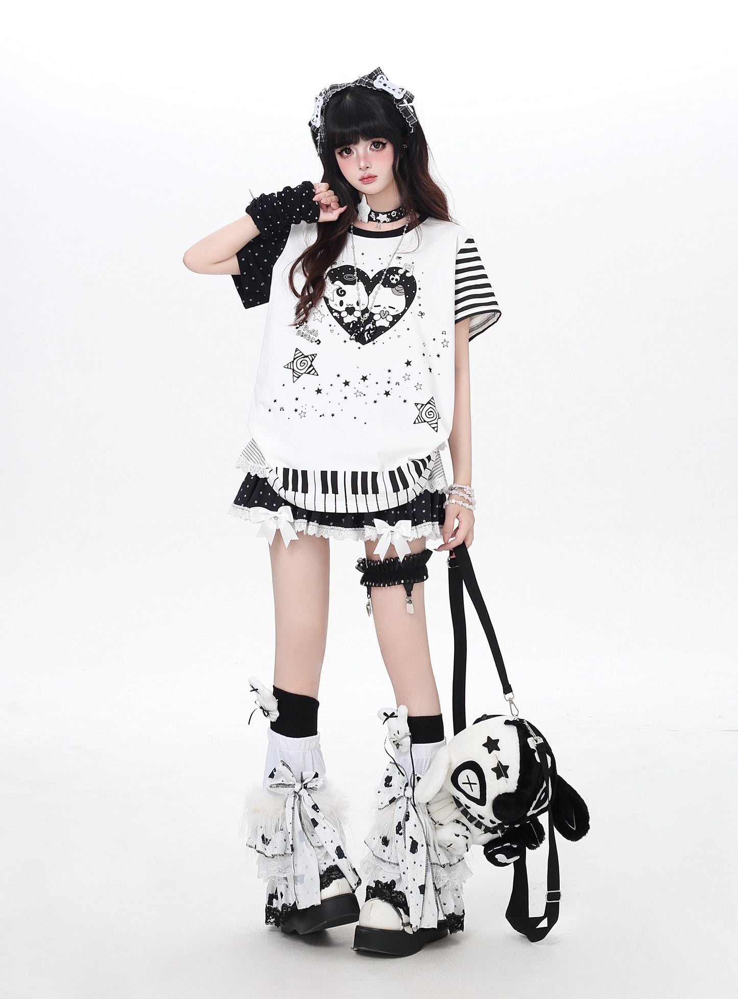 ネコピアノプリントTシャツ