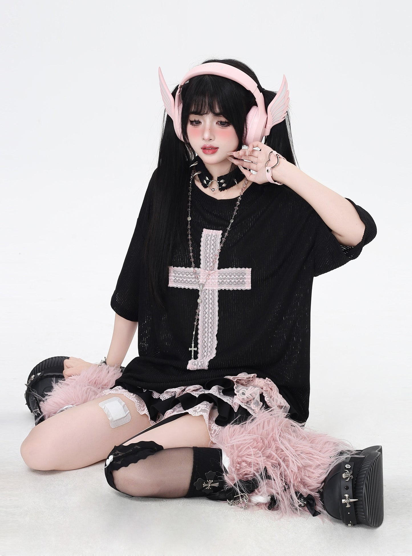オリジナルアンダーグラウンド大十字刺繍ゆるTシャツ