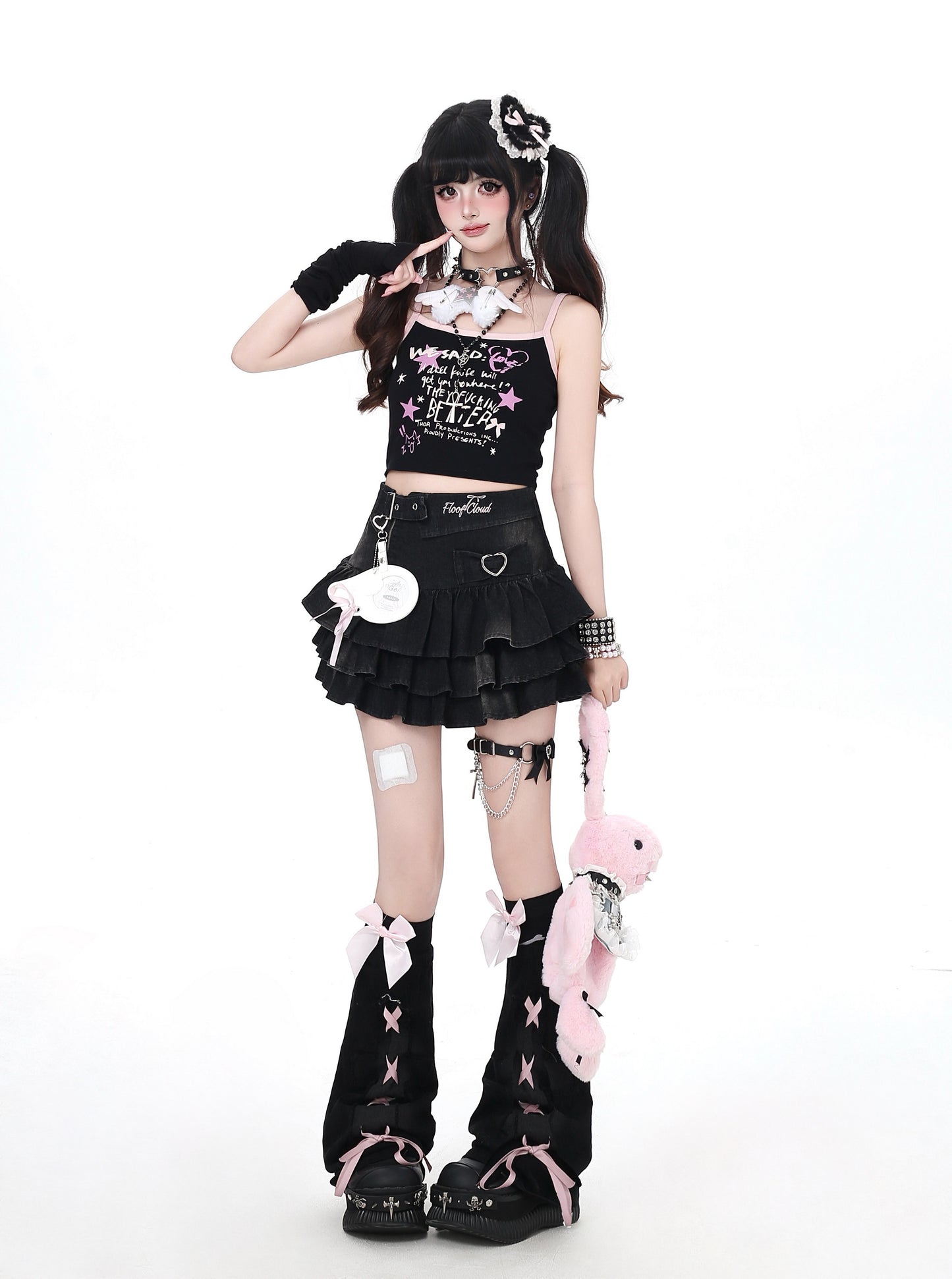デニムプリーツミニスカート