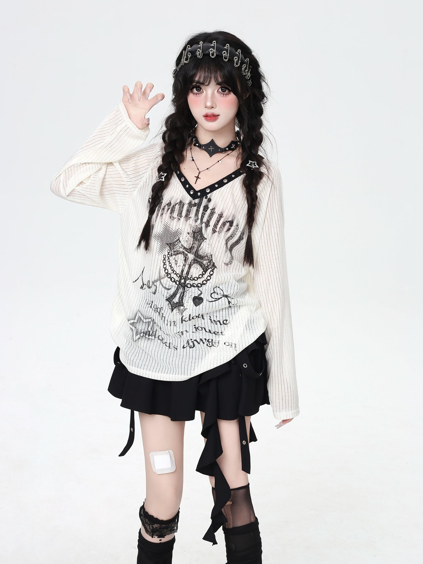 VネックゆるロングT