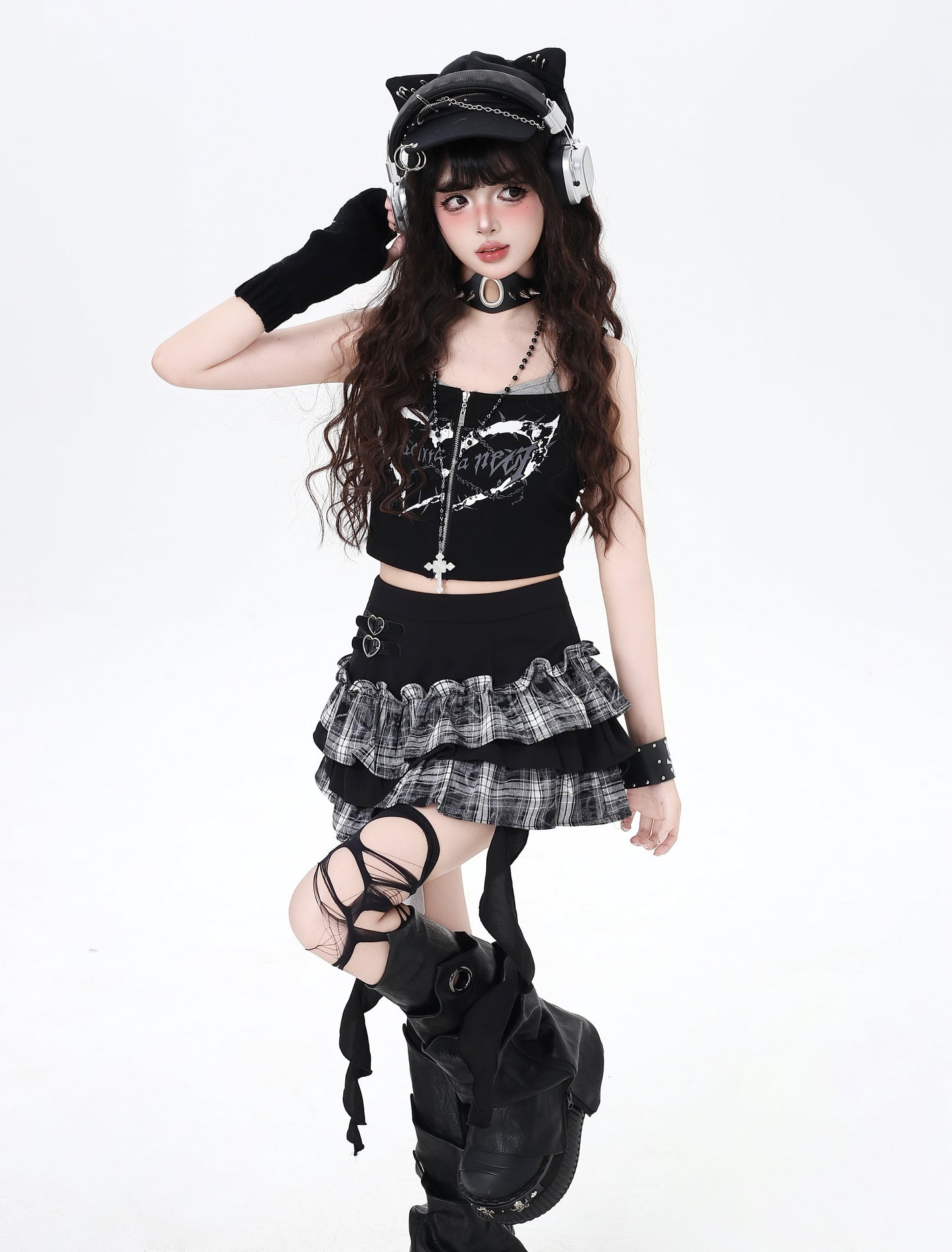 パッチワーク×アシメ裾☆デザイン性抜群ケーキスカート