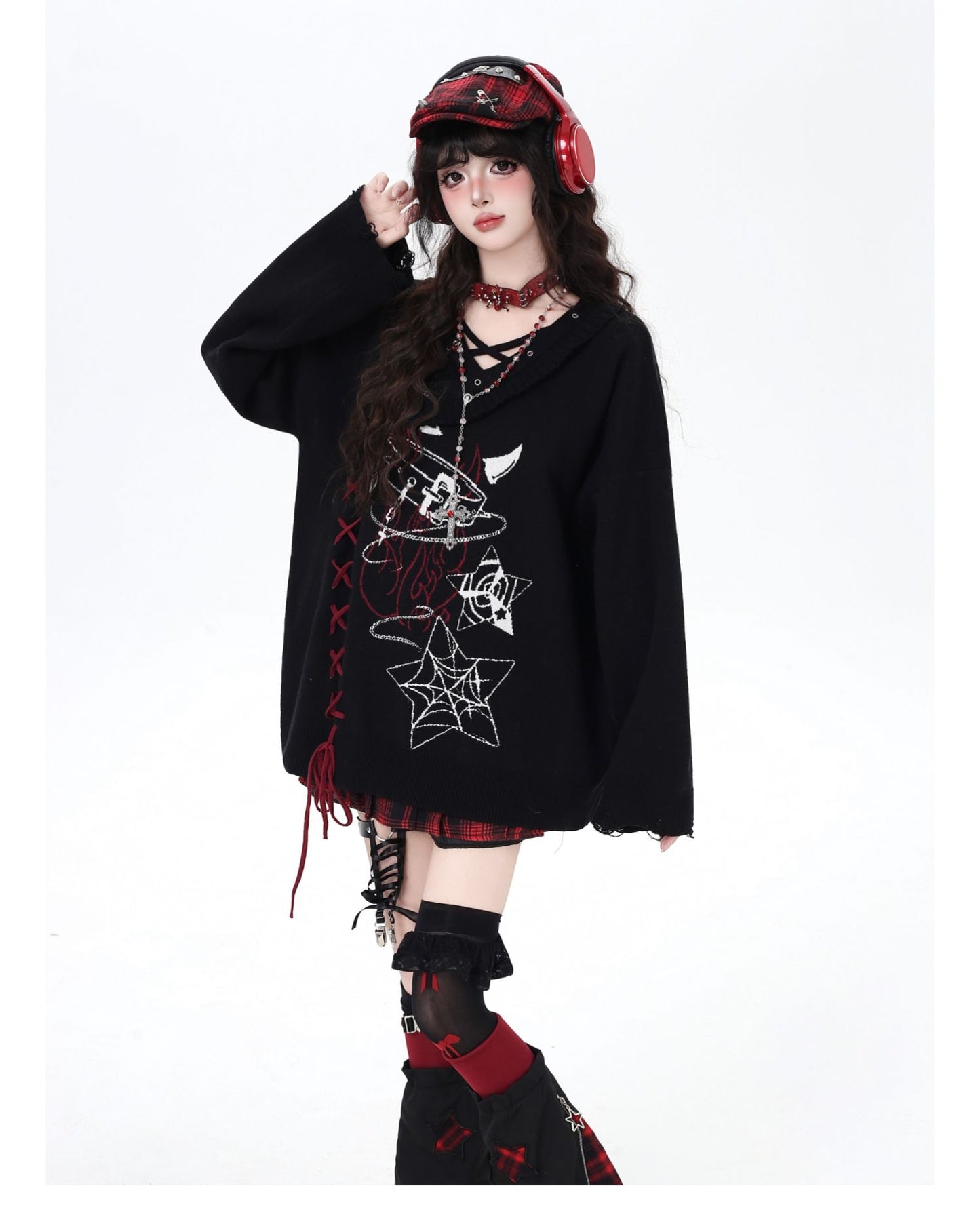ゴシック×クロスデザイン♪ゆるめニット秋冬