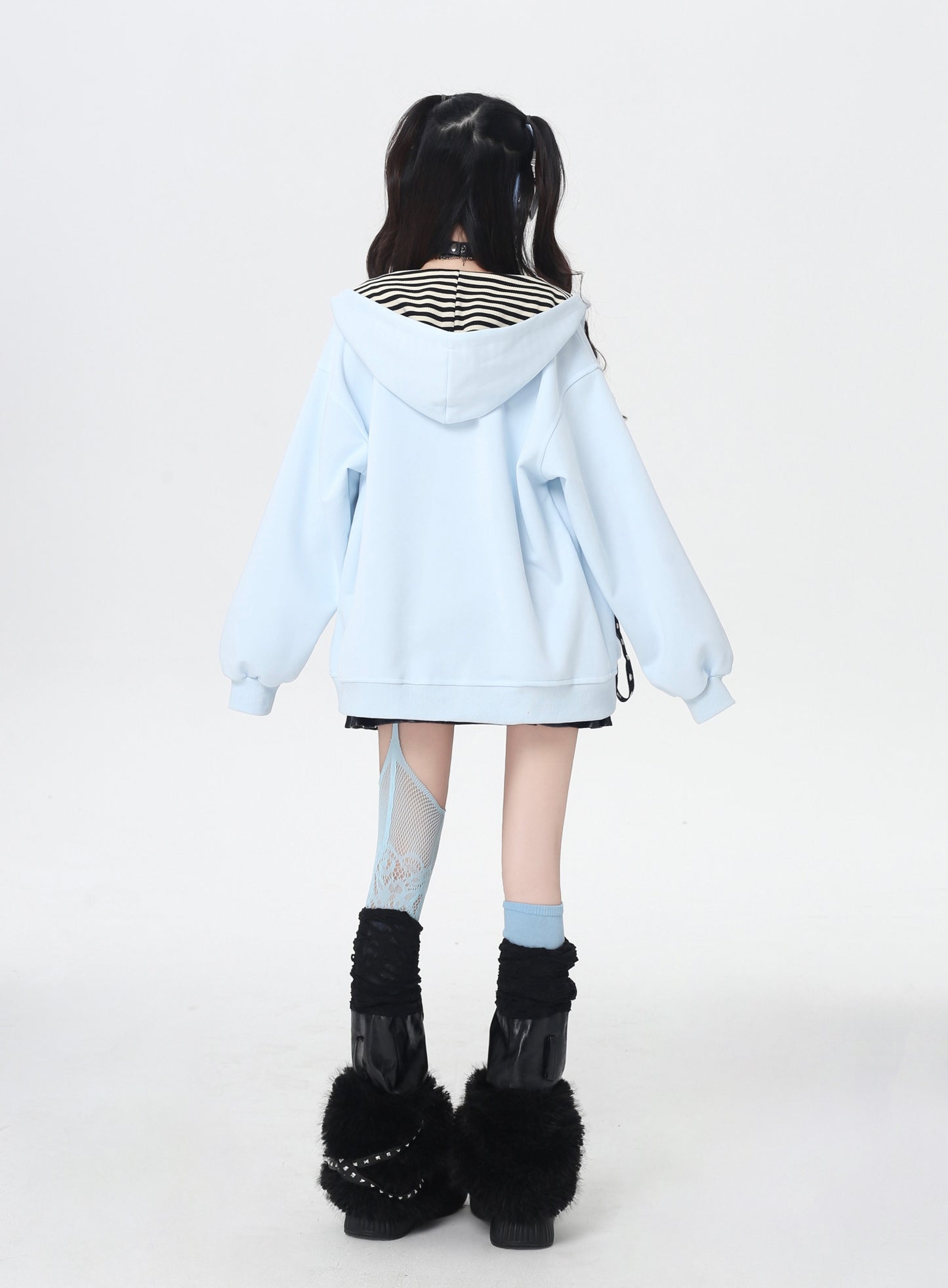 地雷系ダーク系初秋ジップパーカー ニッチギャル服