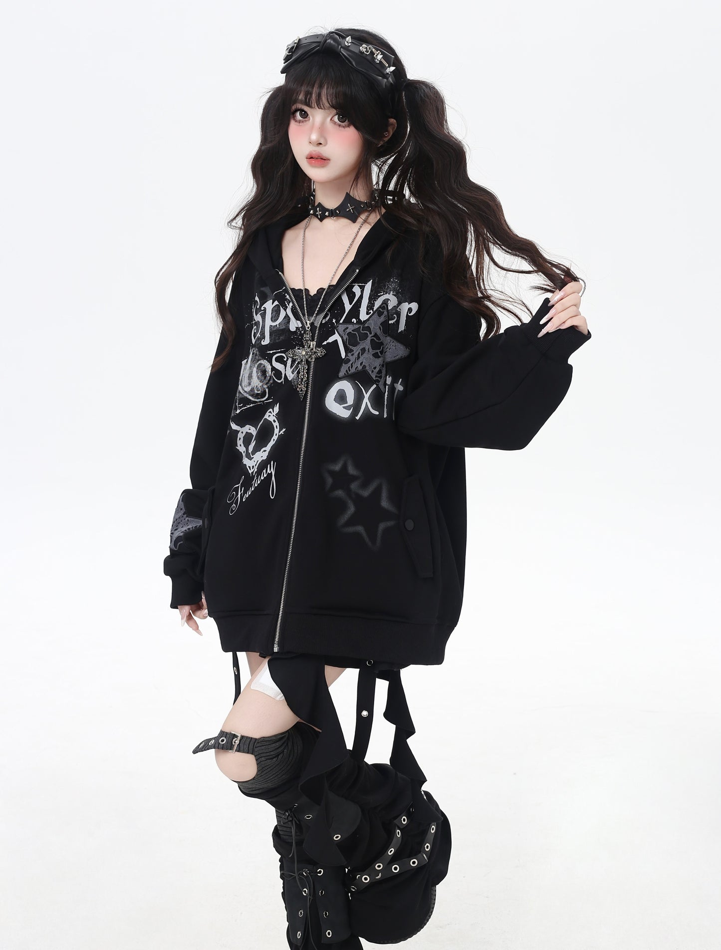 地雷系ゆるシルエット闇かわいいギャルパーカー