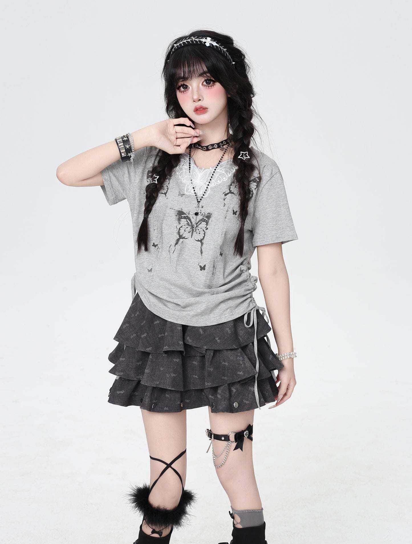 レースパッチ細見えショートT