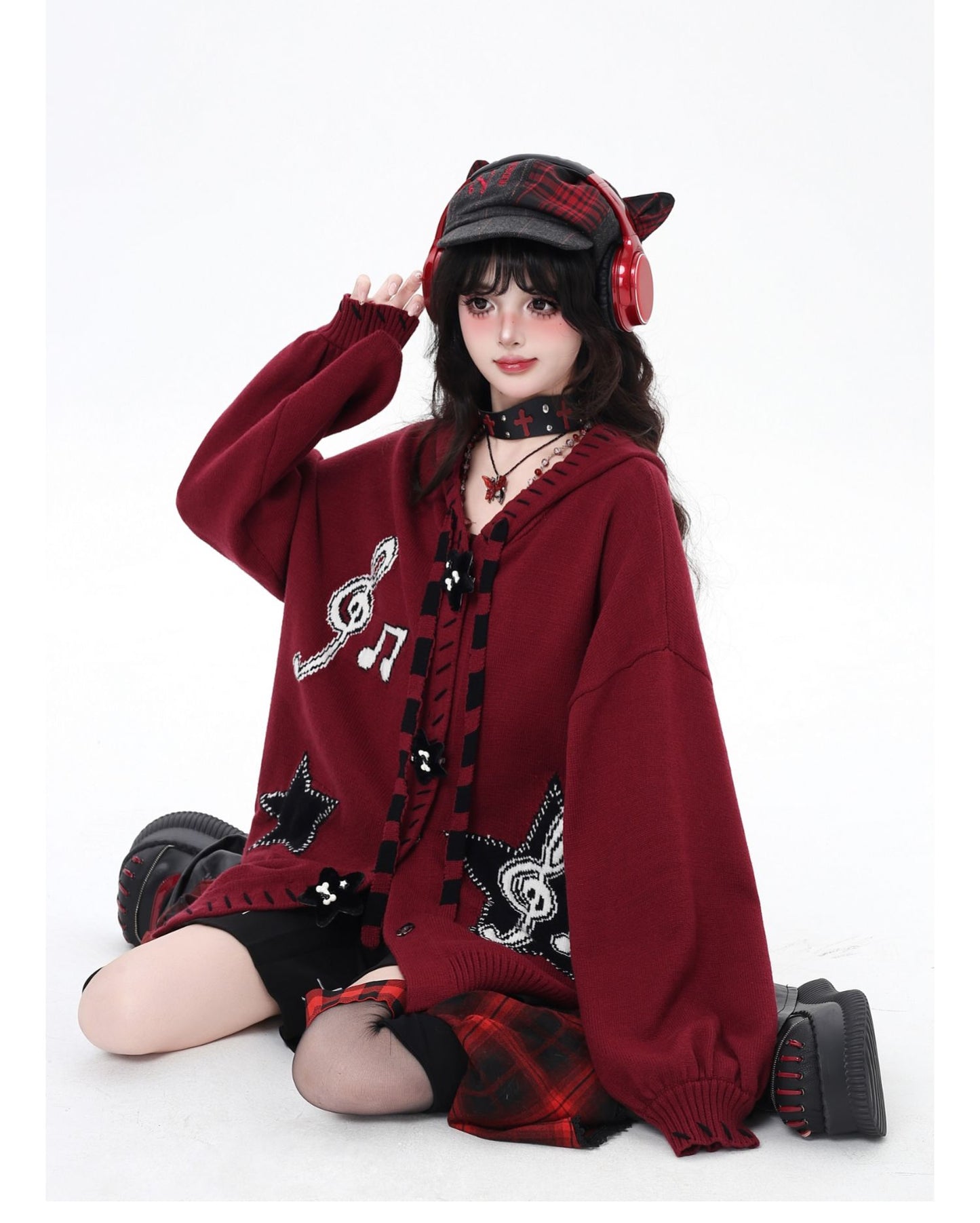 星柄ブラックレッドカーデ