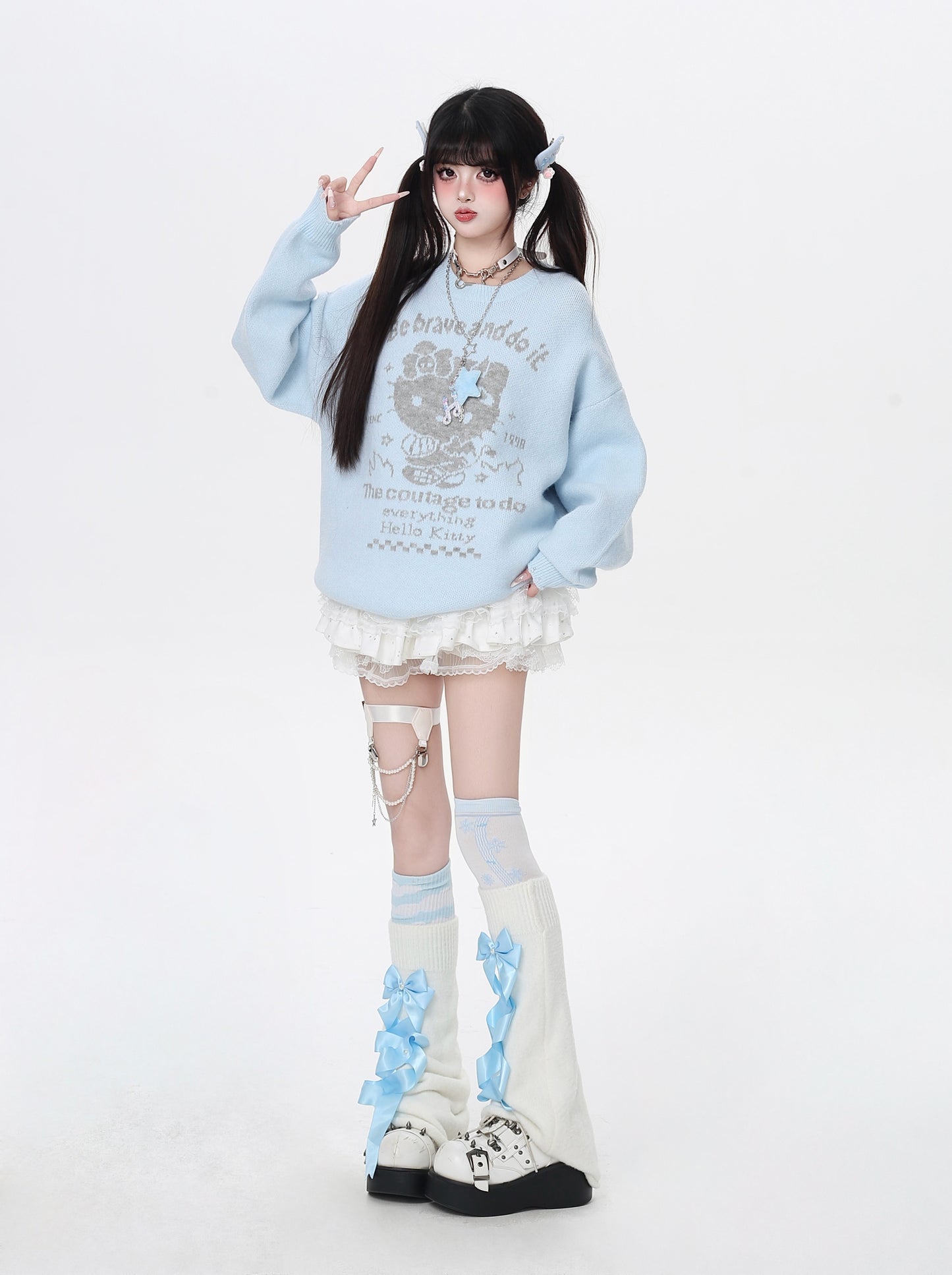 ネコプリントゆるニット