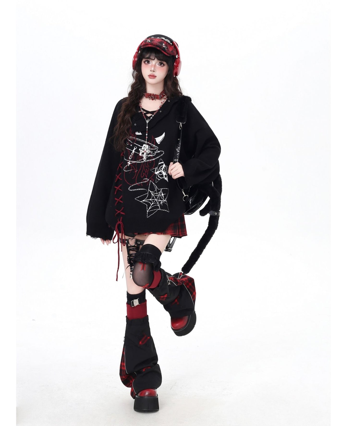 ゴシック×クロスデザイン♪ゆるめニット秋冬