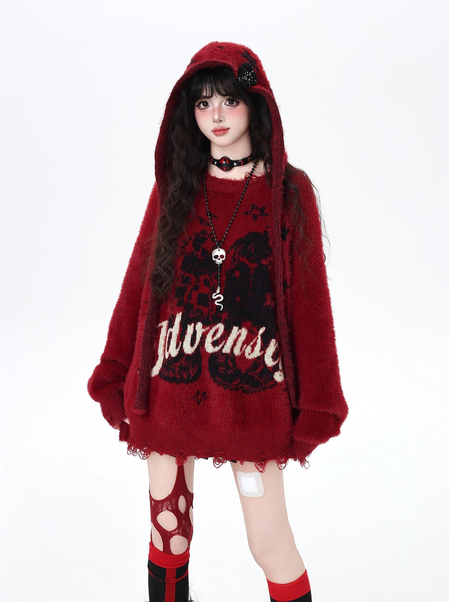 フード付きレターニット|ゆるヴィンテージムードのふわもこセーター