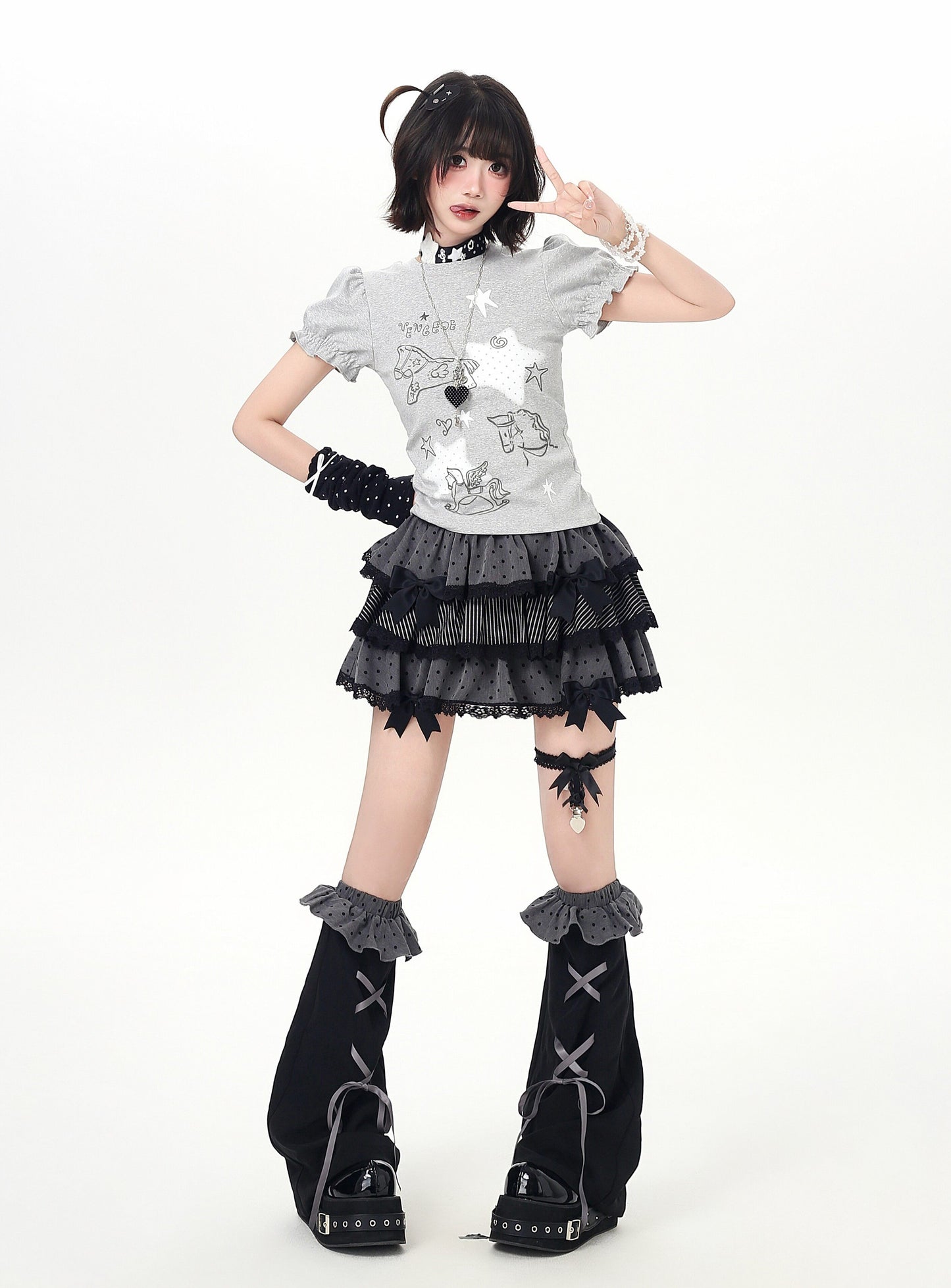 星×木馬パフスリーブトップス