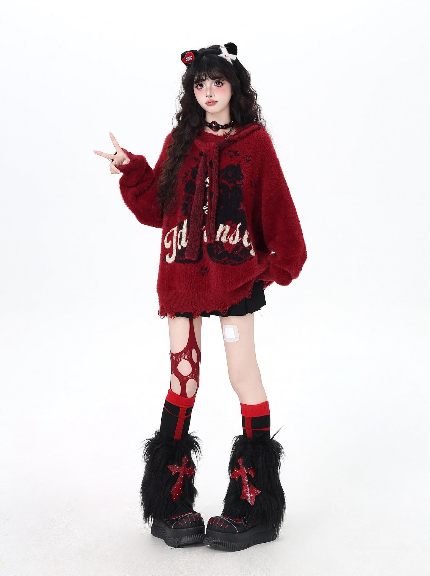 フード付きレターニット|ゆるヴィンテージムードのふわもこセーター