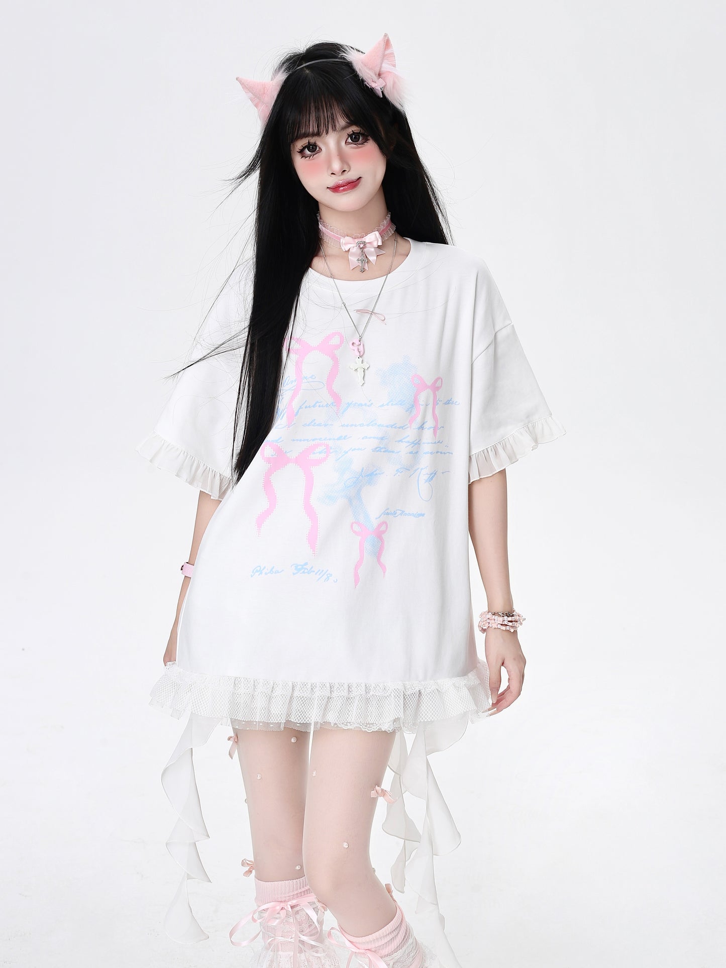 リボン付きビーチTシャツ