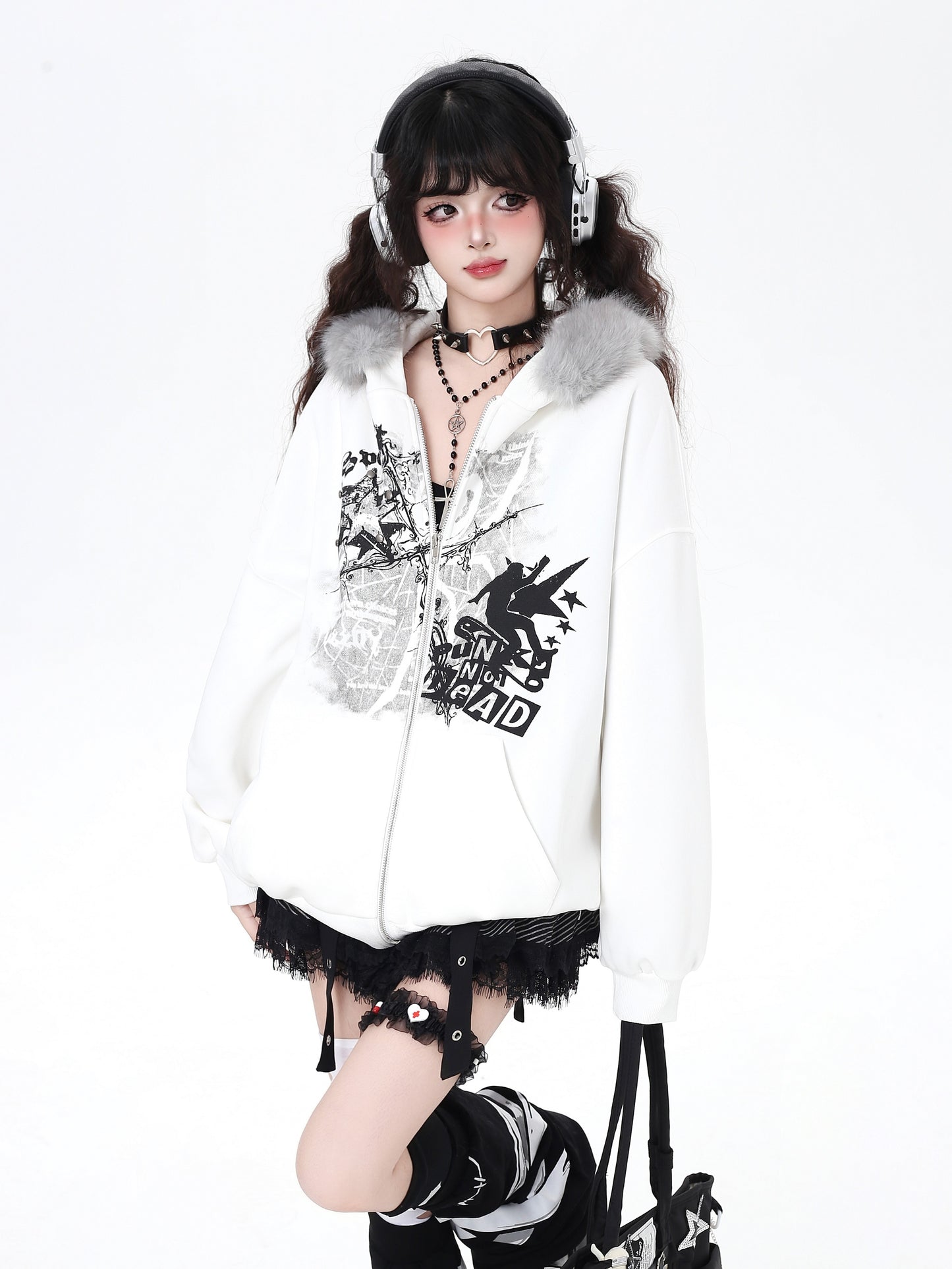 ヴィンテージ風ファー付きフーディ♡ゆるカジュアル
