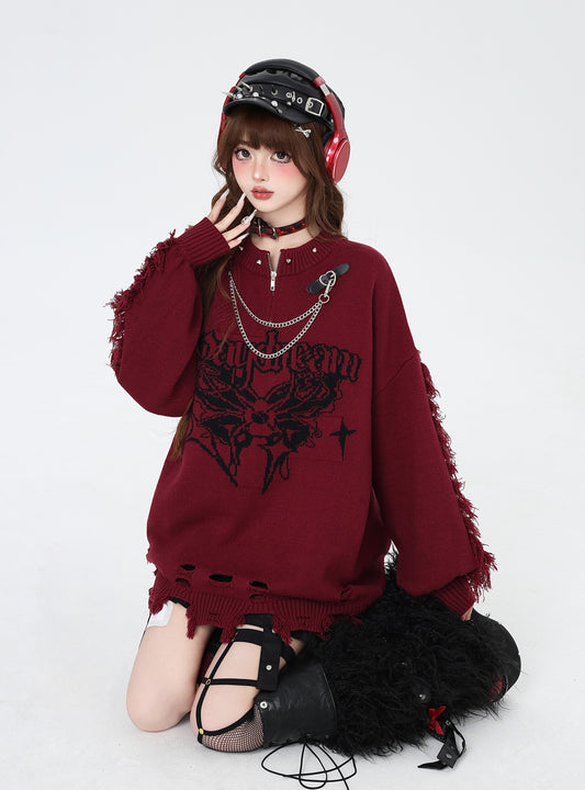 ヴィンテージゴシック×ダメージ加工♡個性派ニット