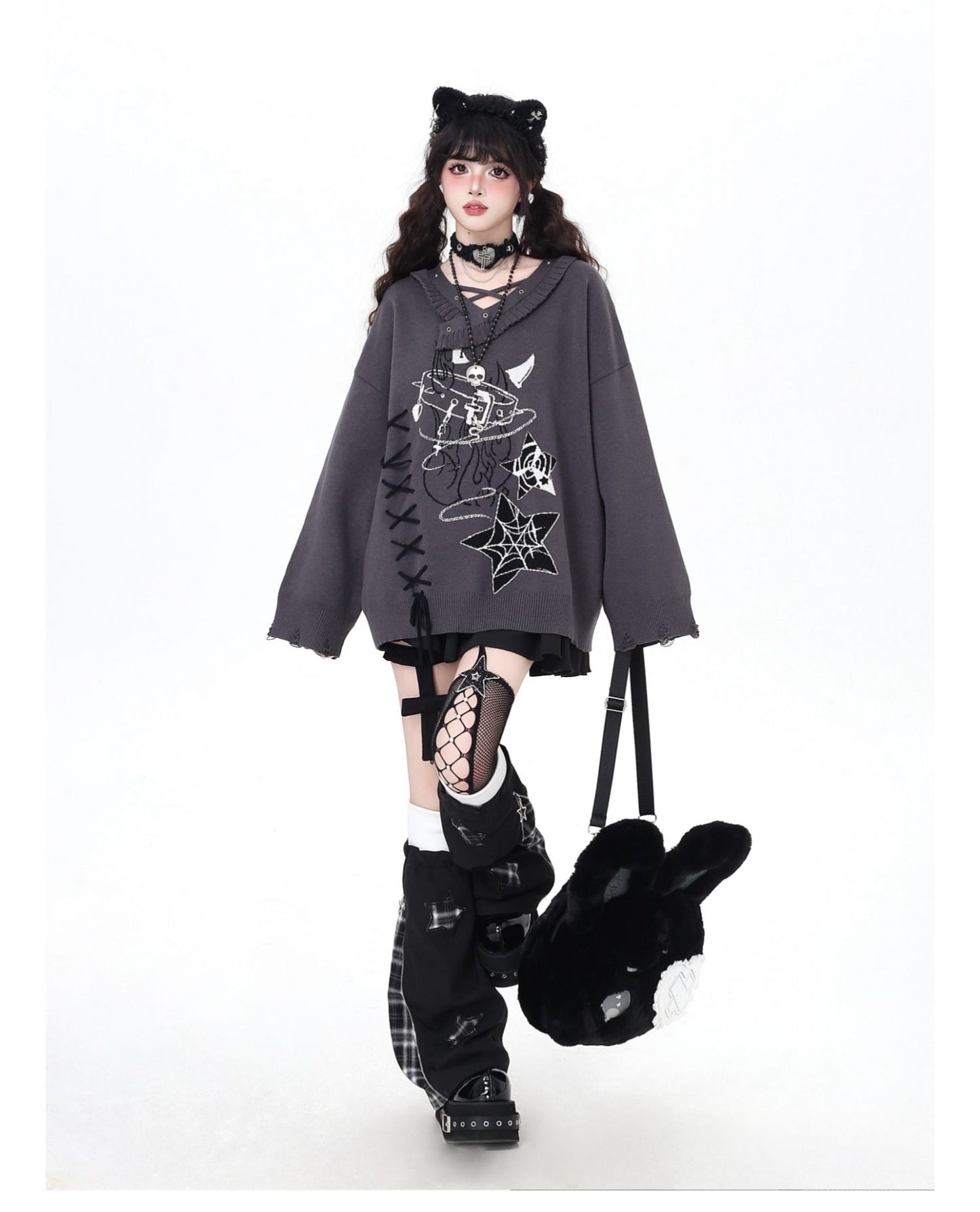 ゴシック×クロスデザイン♪ゆるめニット秋冬