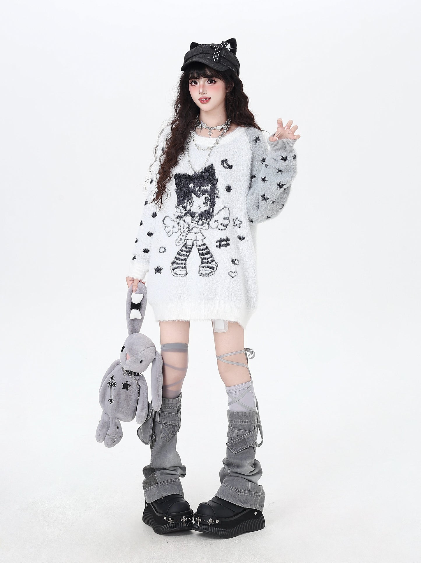 ラグラン×バイカラー♡ふわふわ天使ガーリーニット