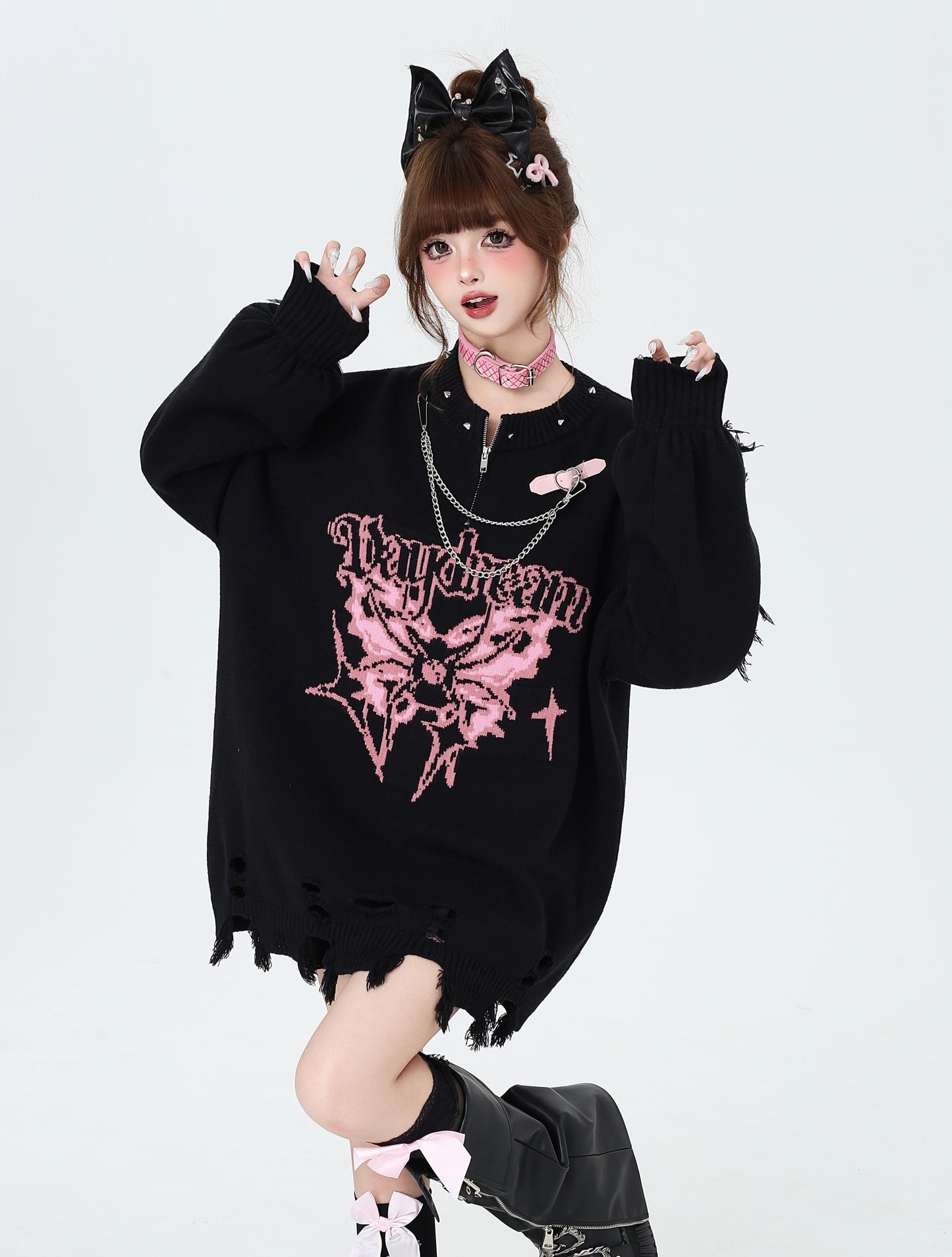 ヴィンテージゴシック×ダメージ加工♡個性派ニット