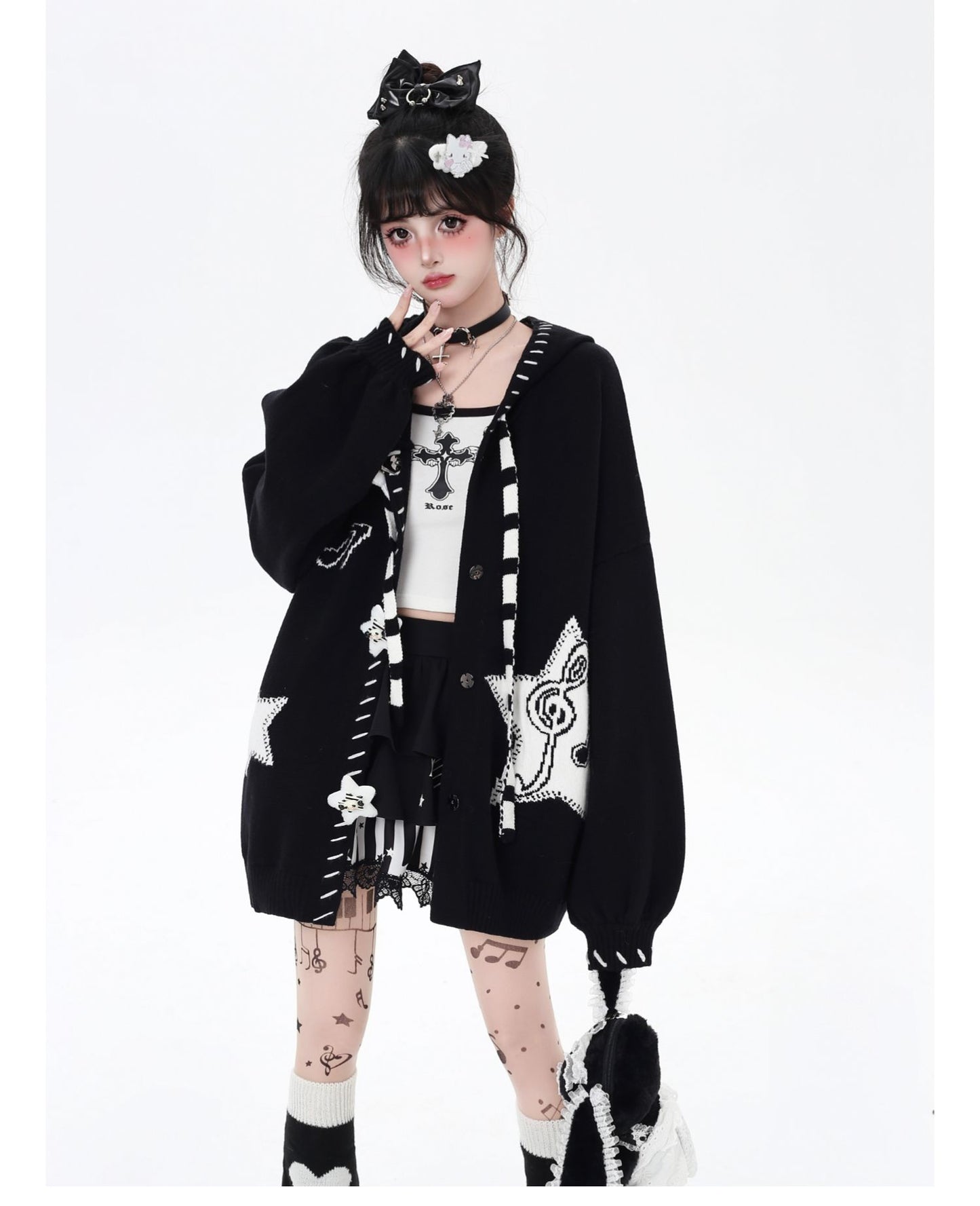 星柄ブラックレッドカーデ