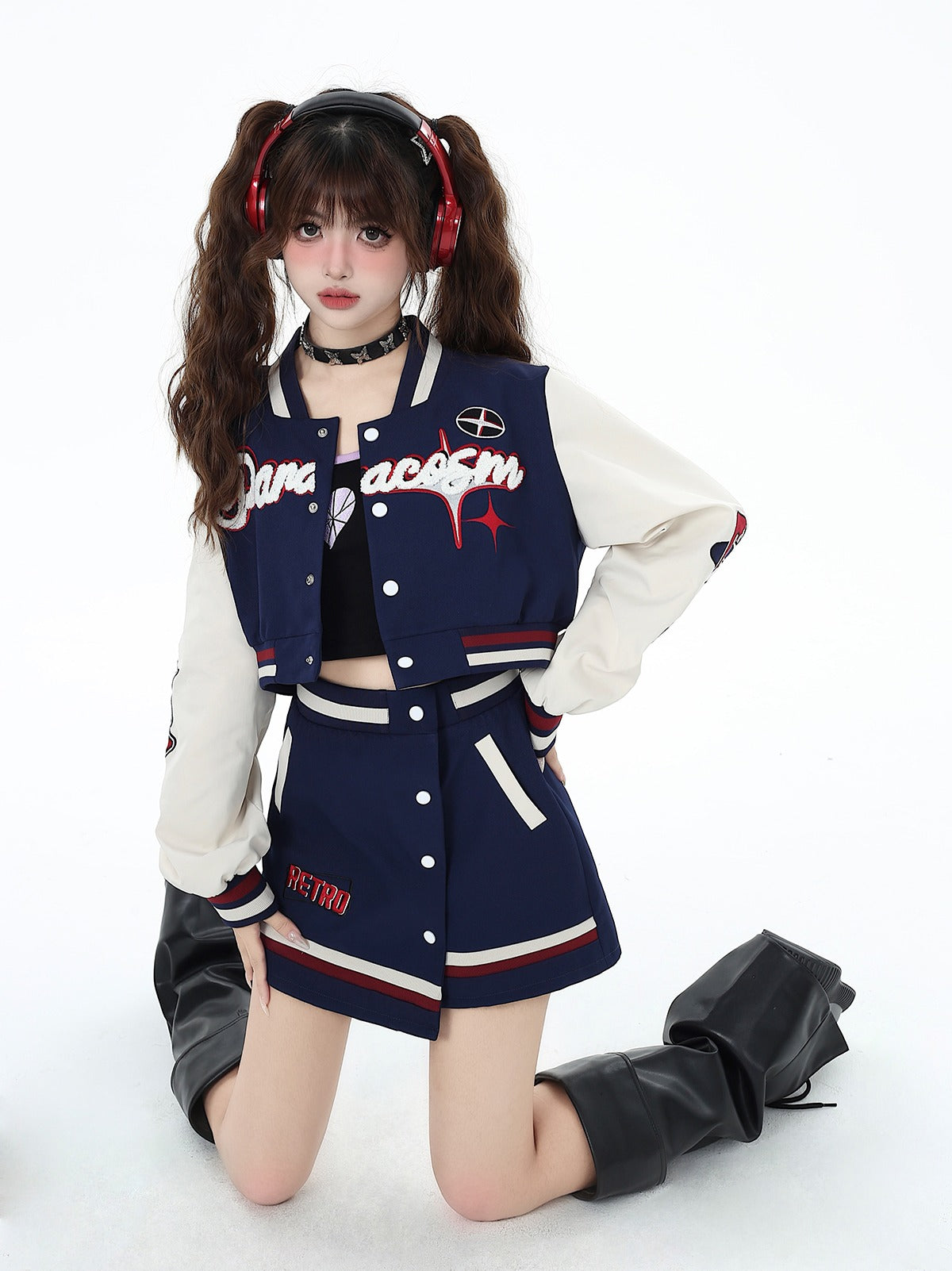 American casual style retro loose fit baseball jacket
