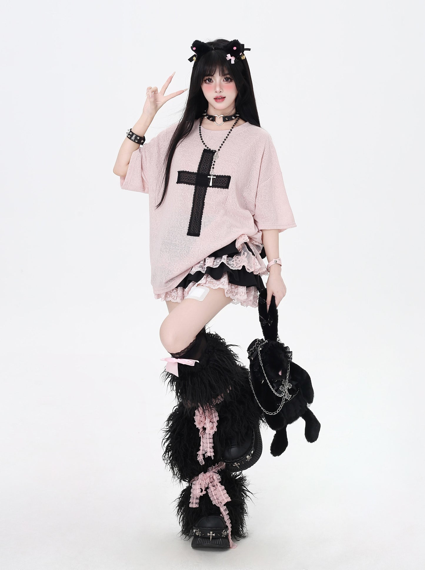 オリジナルアンダーグラウンド大十字刺繍ゆるTシャツ