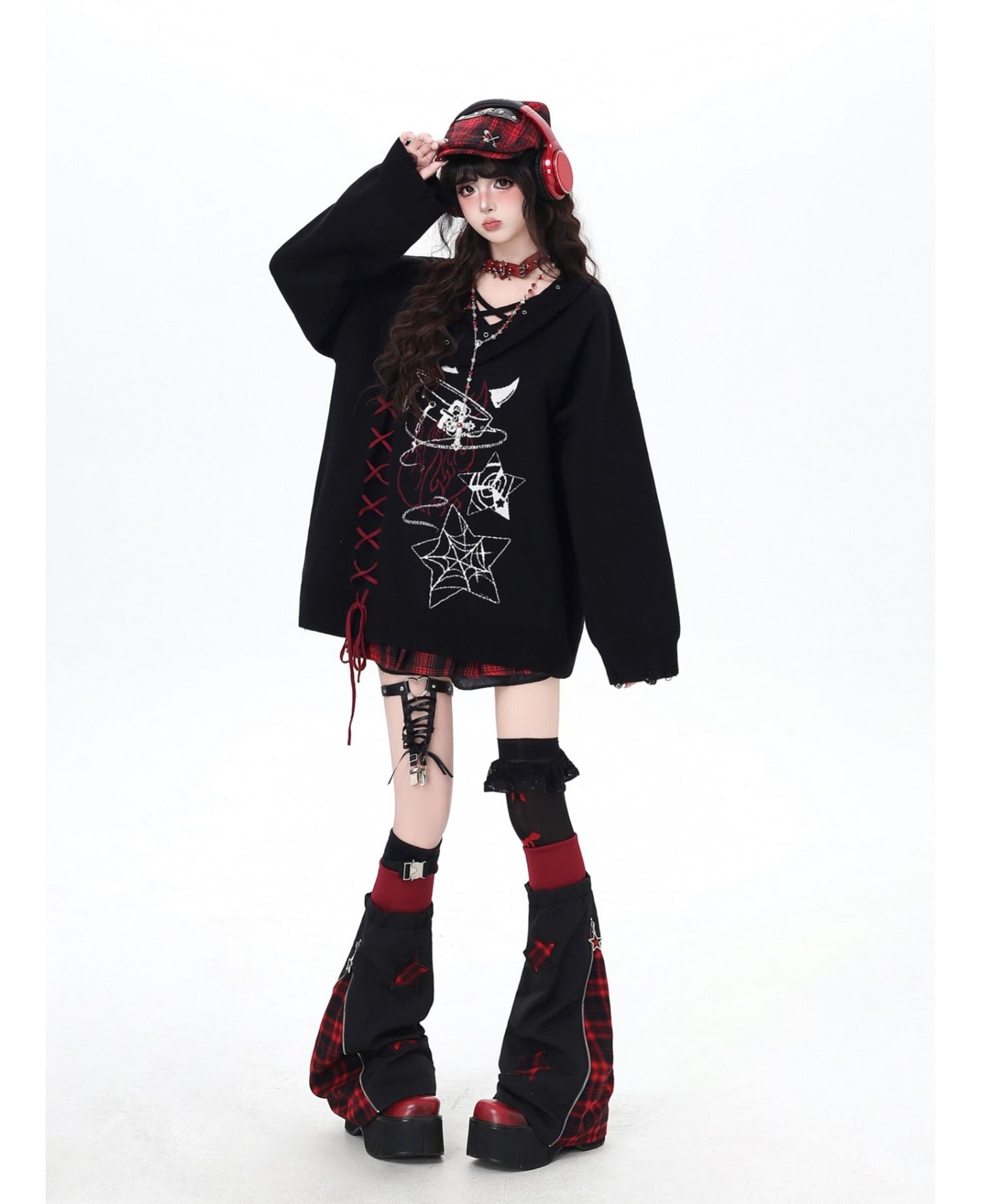 ゴシック×クロスデザイン♪ゆるめニット秋冬