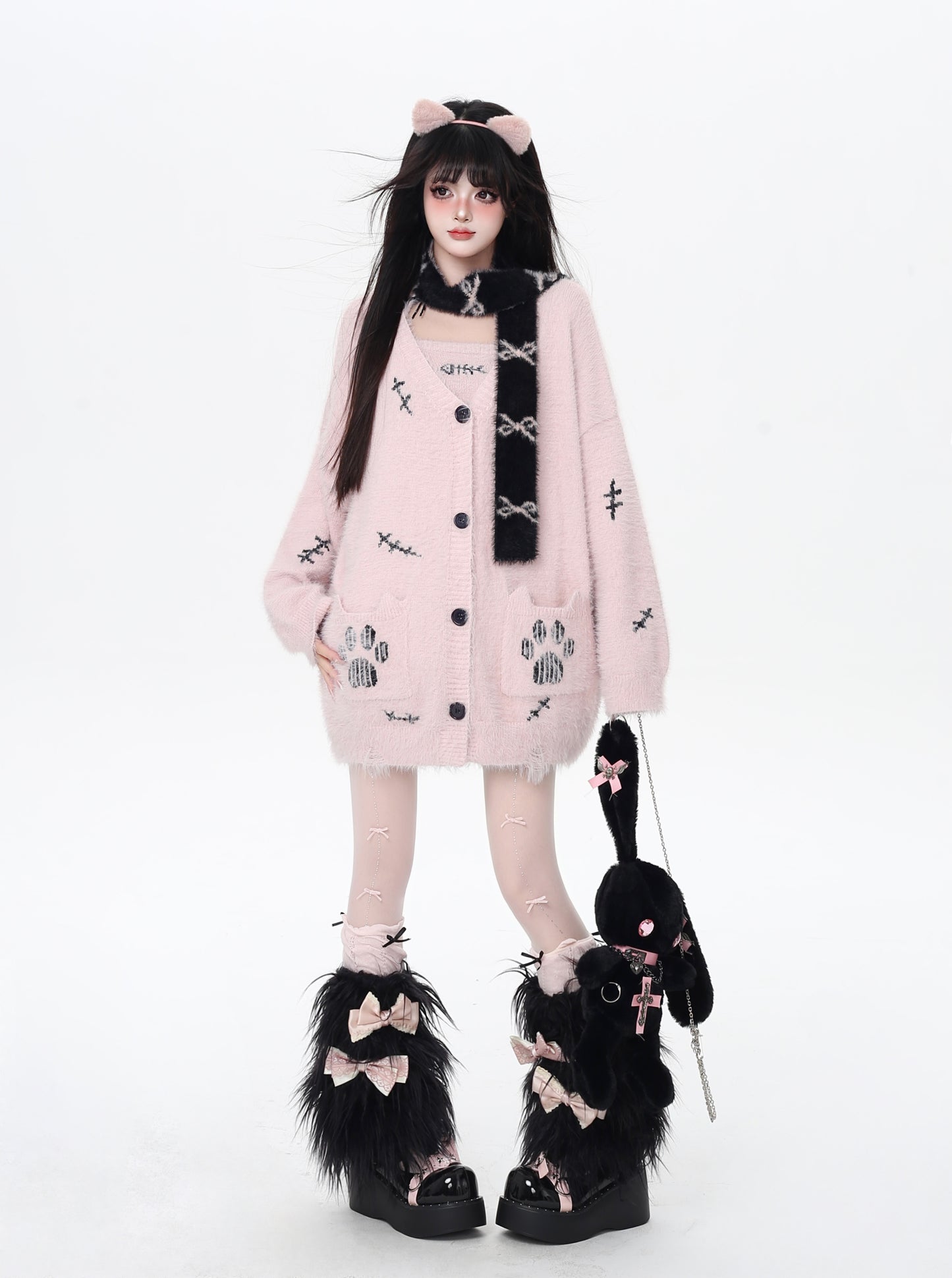 猫の手モチーフ♡ゆる甘ニットカーディガンセット