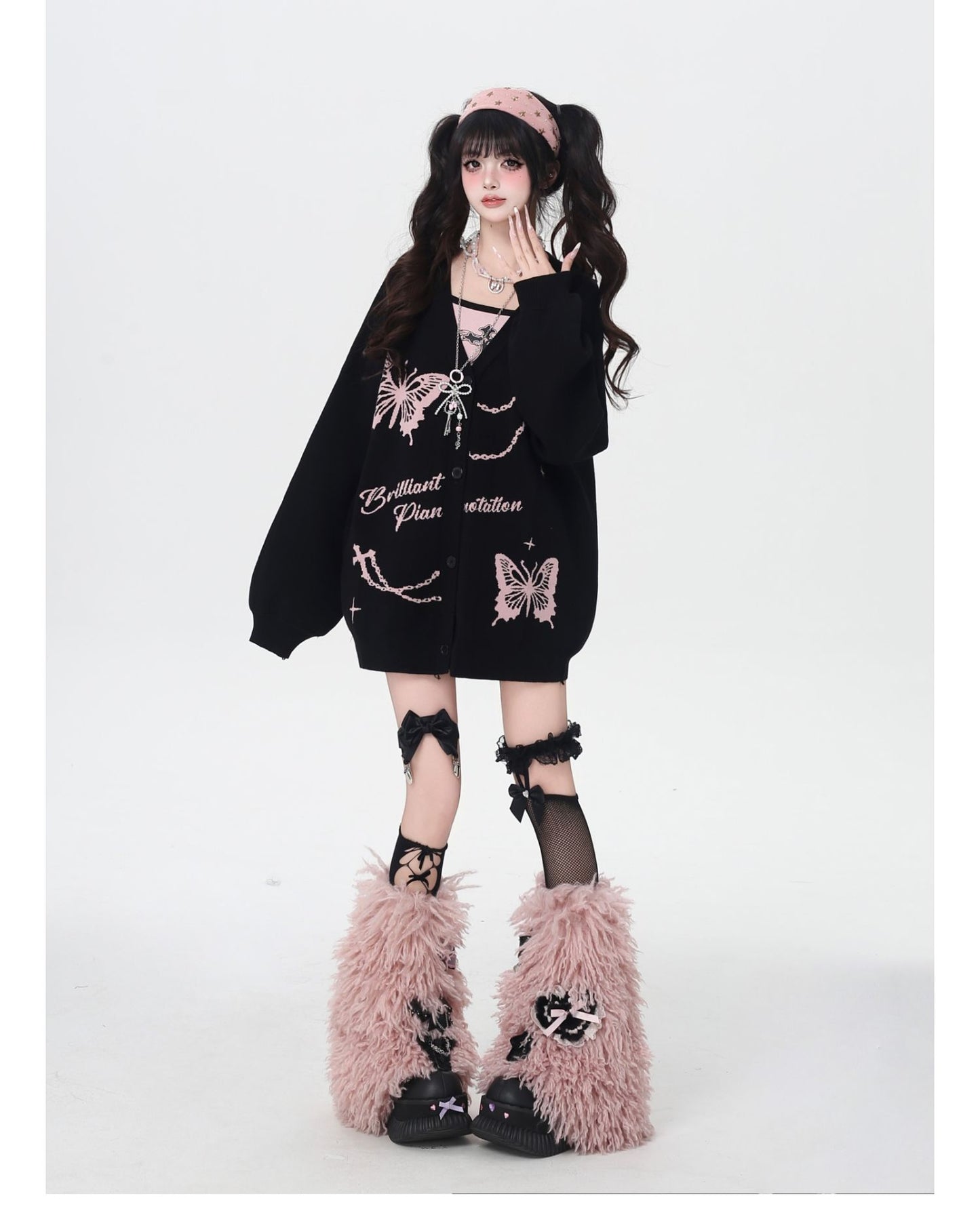 スイート×クールVネック十字架デザインニットカーディガン