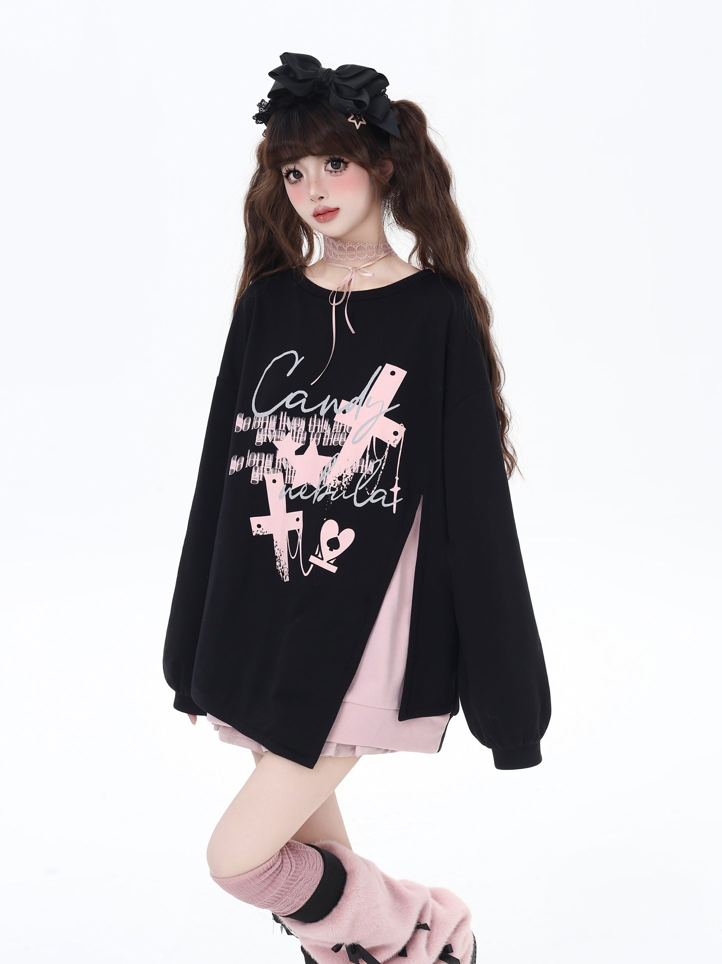 蝶結びデザイン ゆるシルエットクルーネックスウェット