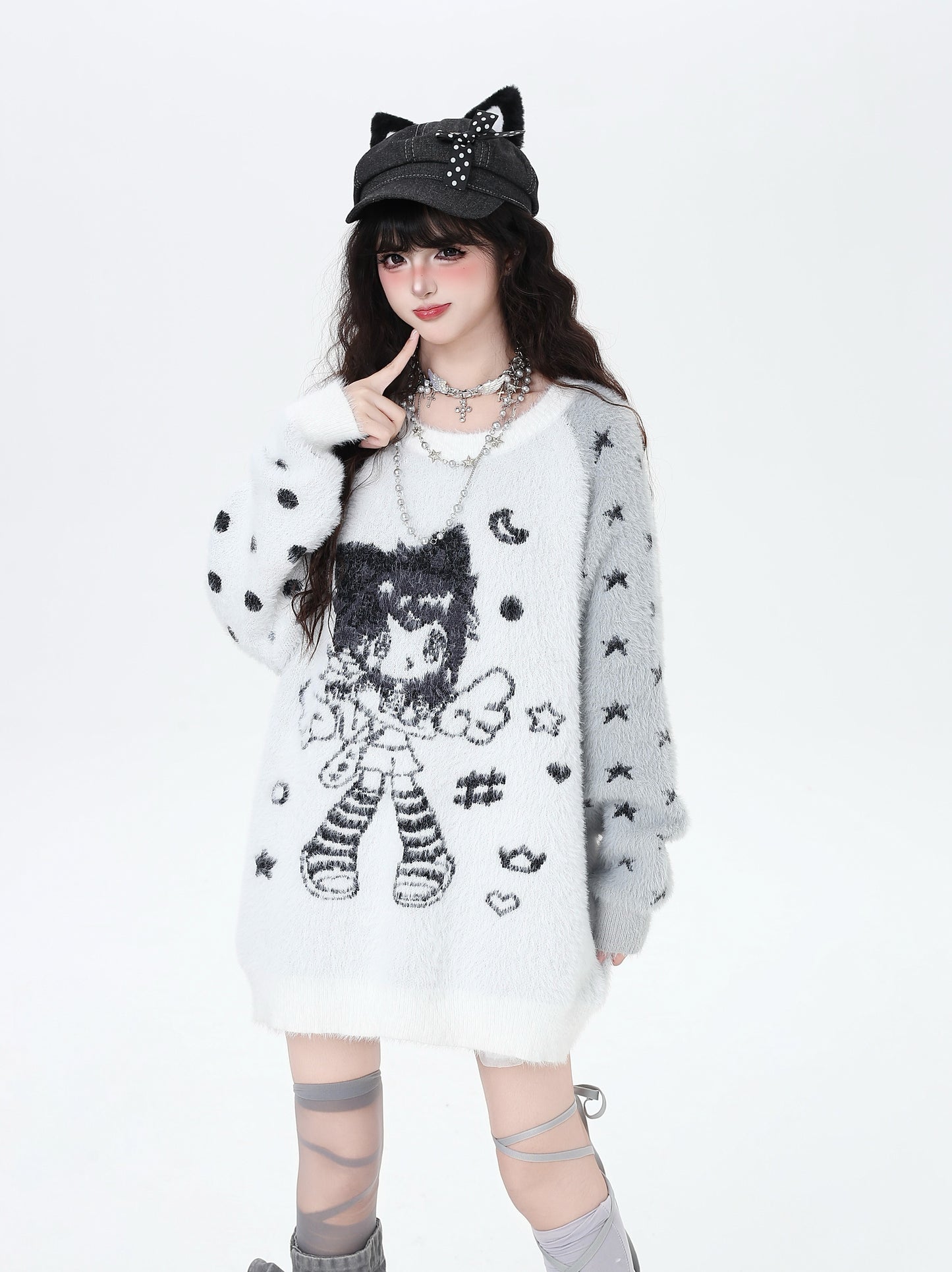 ラグラン×バイカラー♡ふわふわ天使ガーリーニット