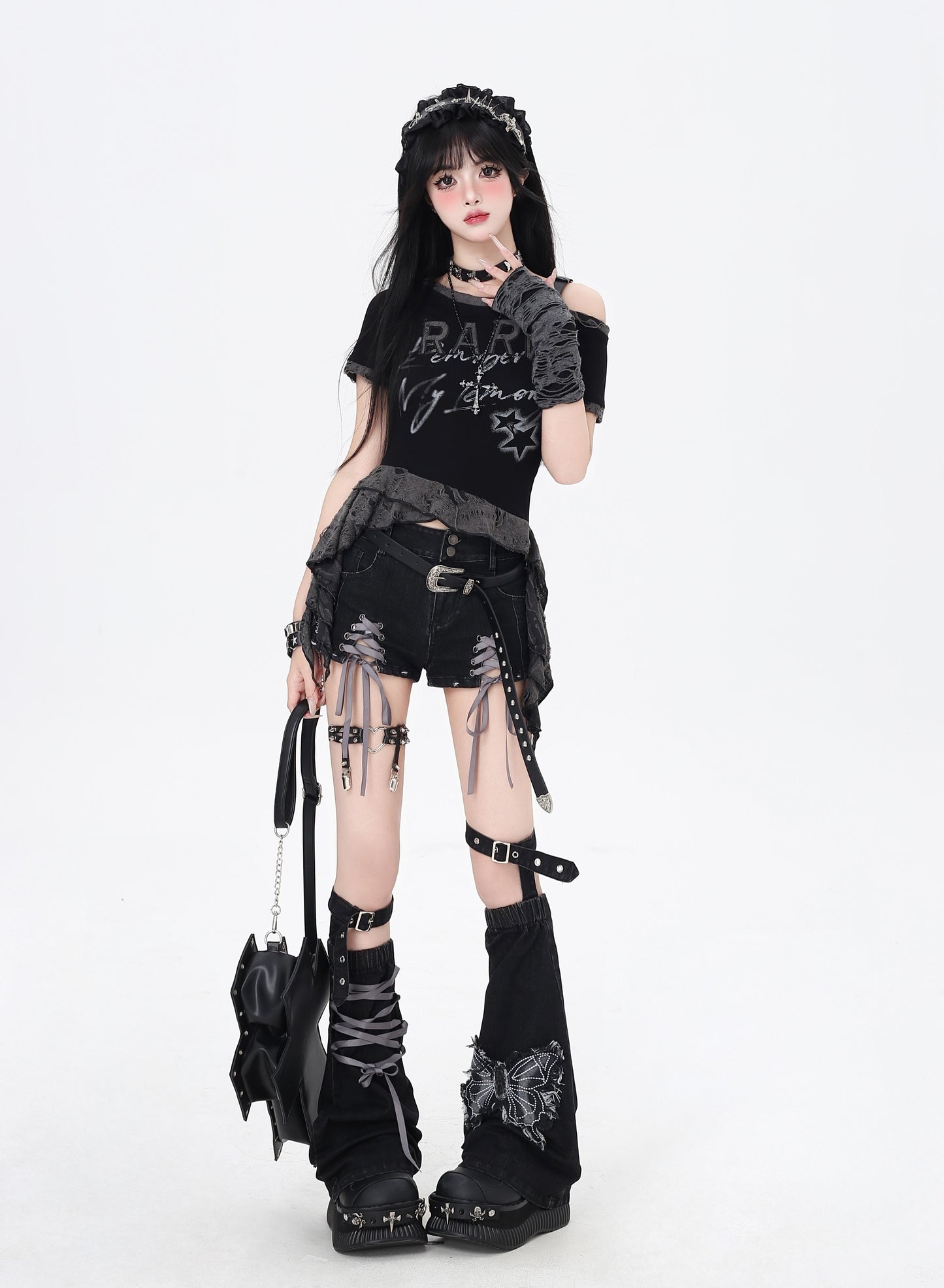 肩見せ×個性派 デザインショートTシャツ