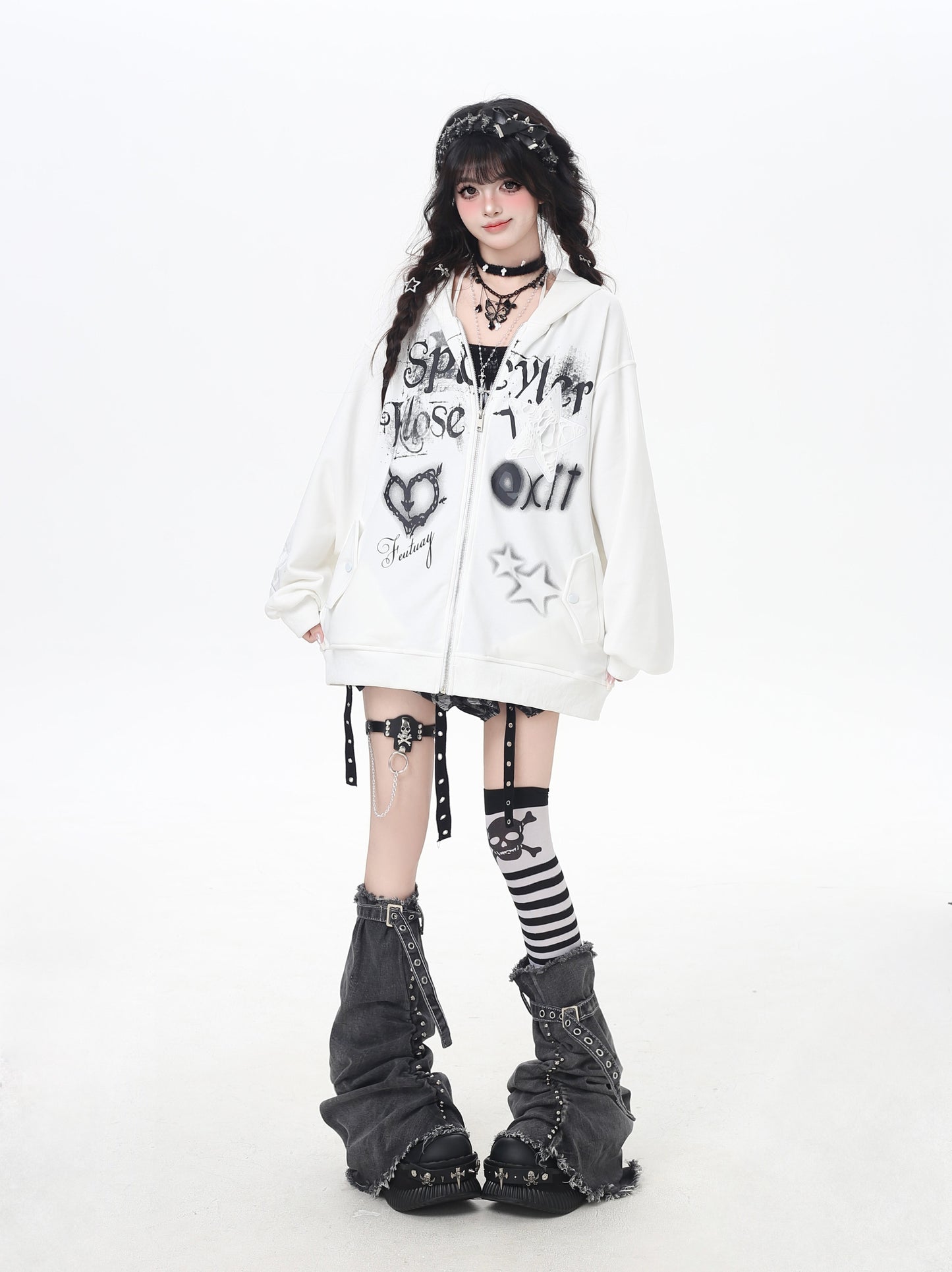地雷系ゆるシルエット闇かわいいギャルパーカー