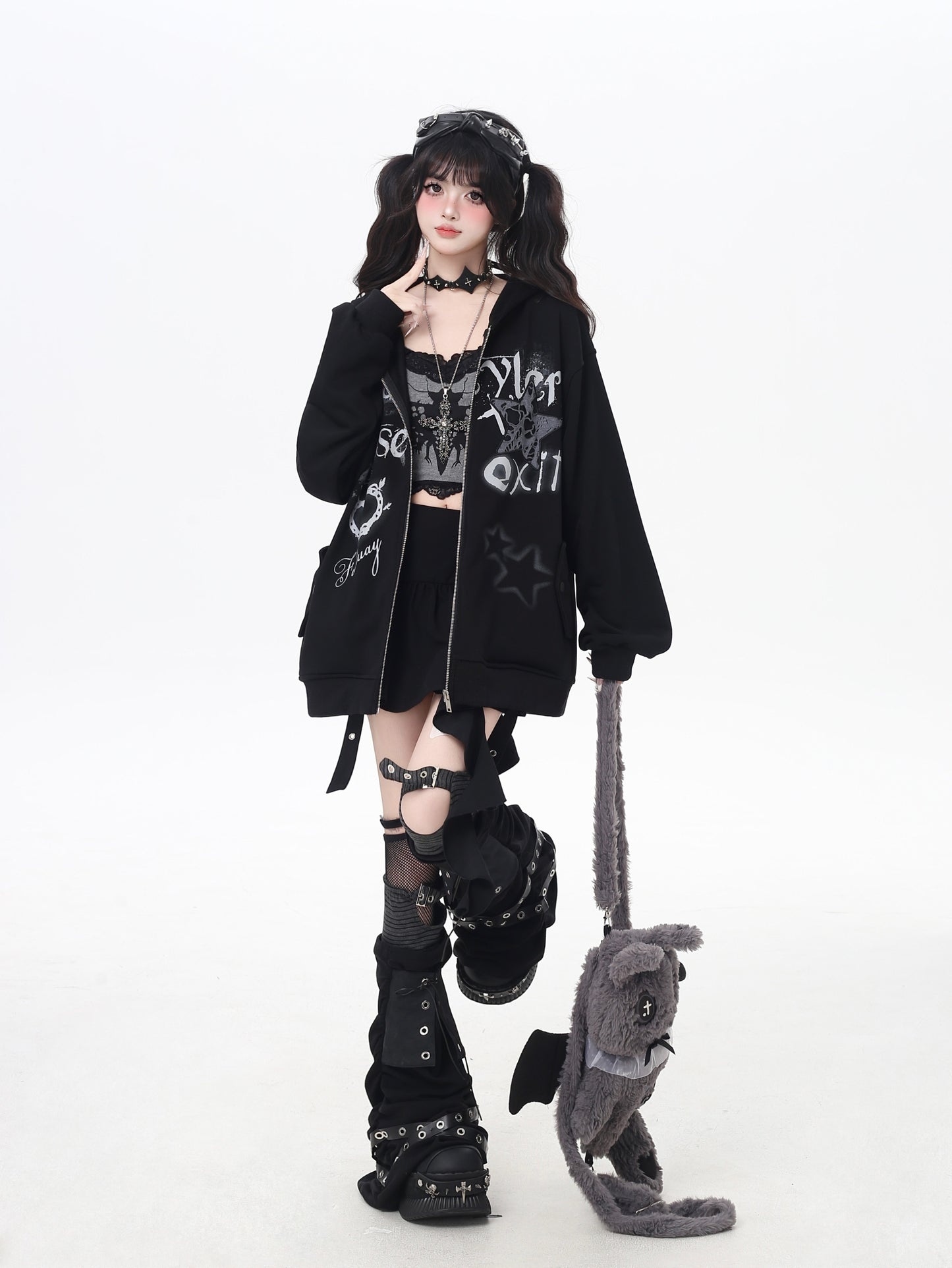 地雷系ゆるシルエット闇かわいいギャルパーカー