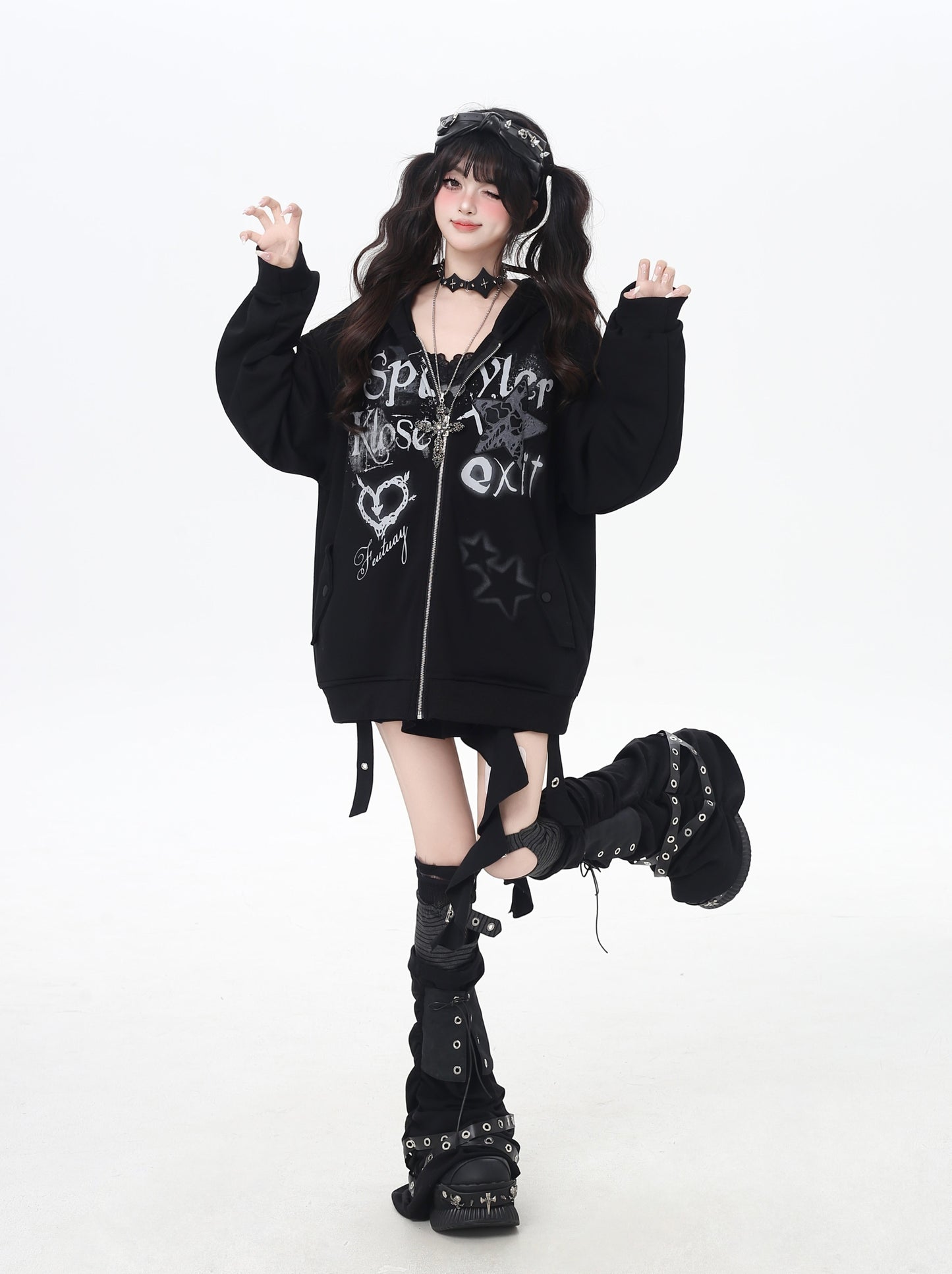 地雷系ゆるシルエット闇かわいいギャルパーカー