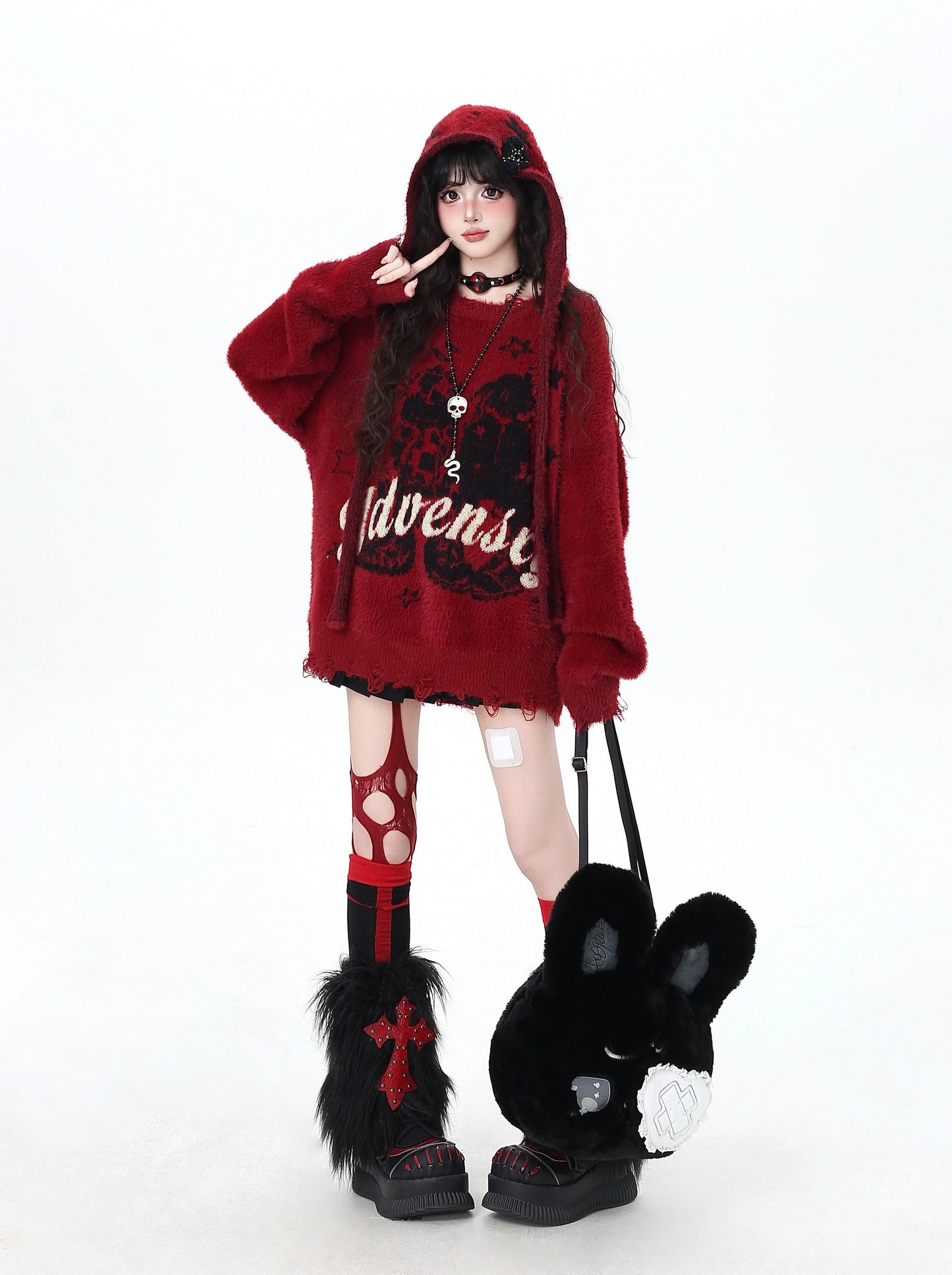 フード付きレターニット|ゆるヴィンテージムードのふわもこセーター