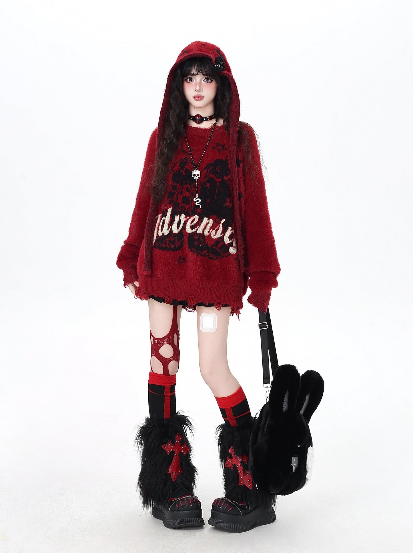 フード付きレターニット|ゆるヴィンテージムードのふわもこセーター