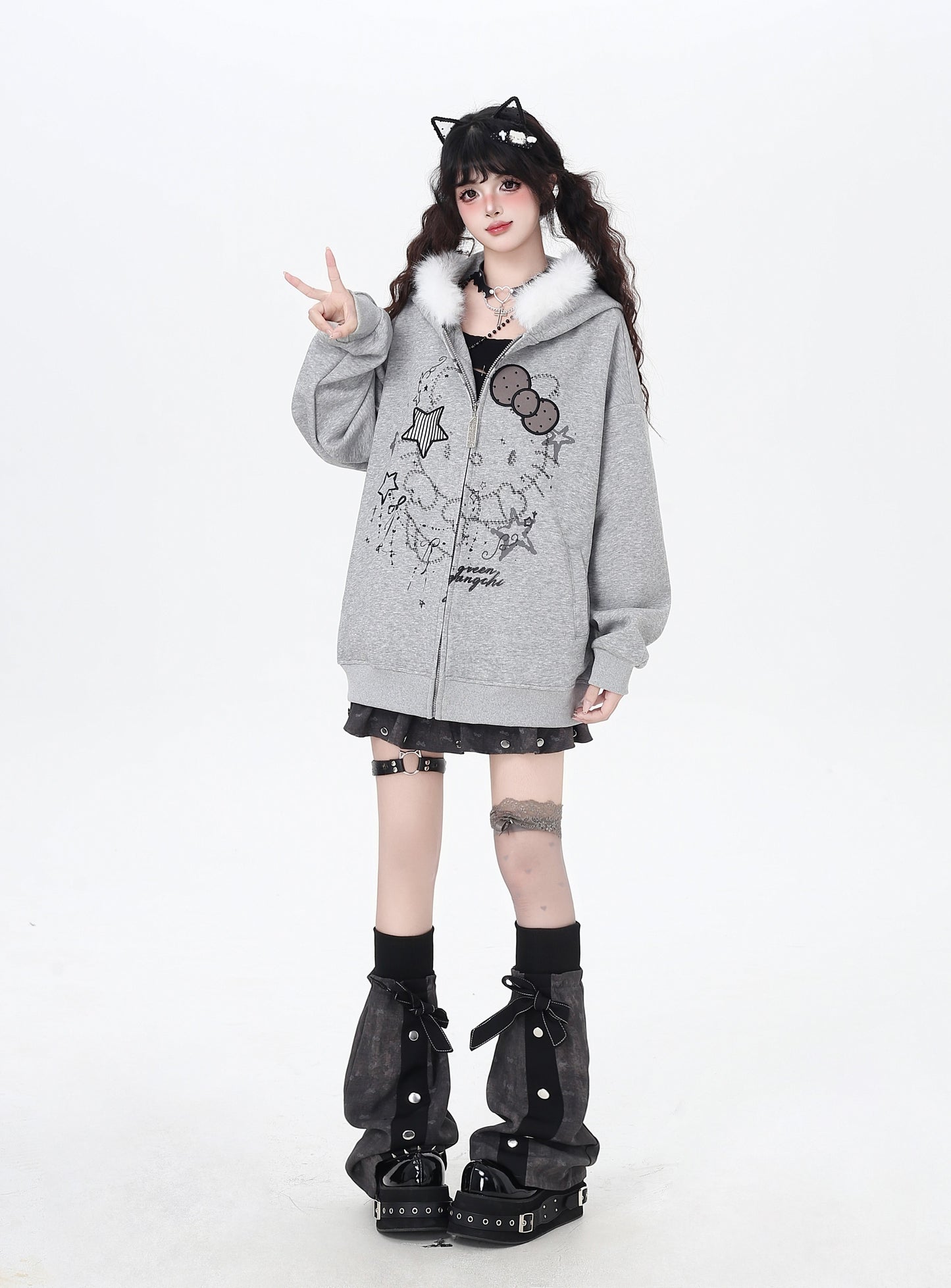 猫モチーフ×甘辛フードコート♡秋冬カジュアル