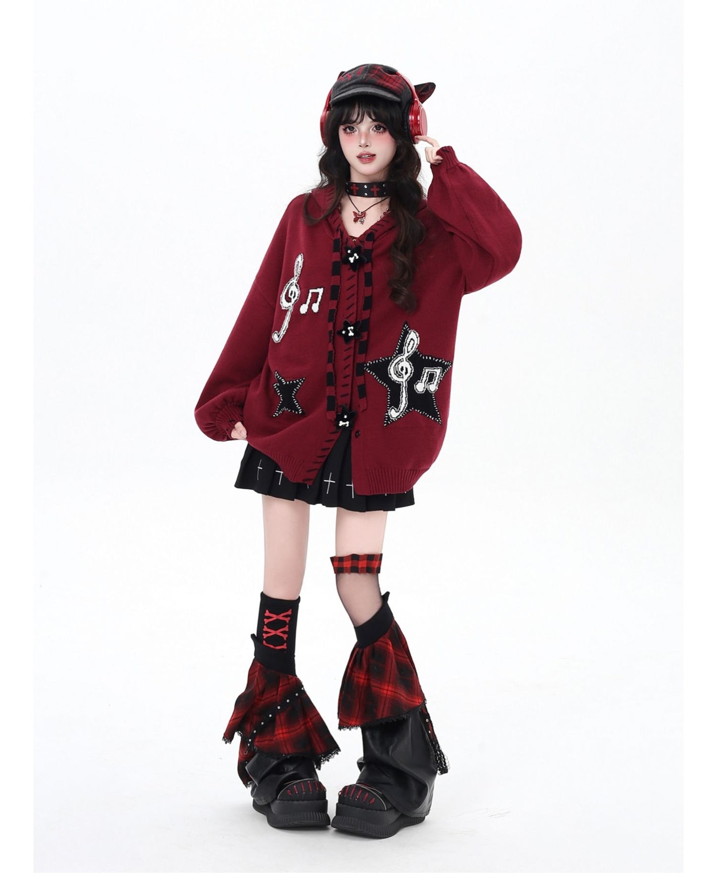 星柄ブラックレッドカーデ