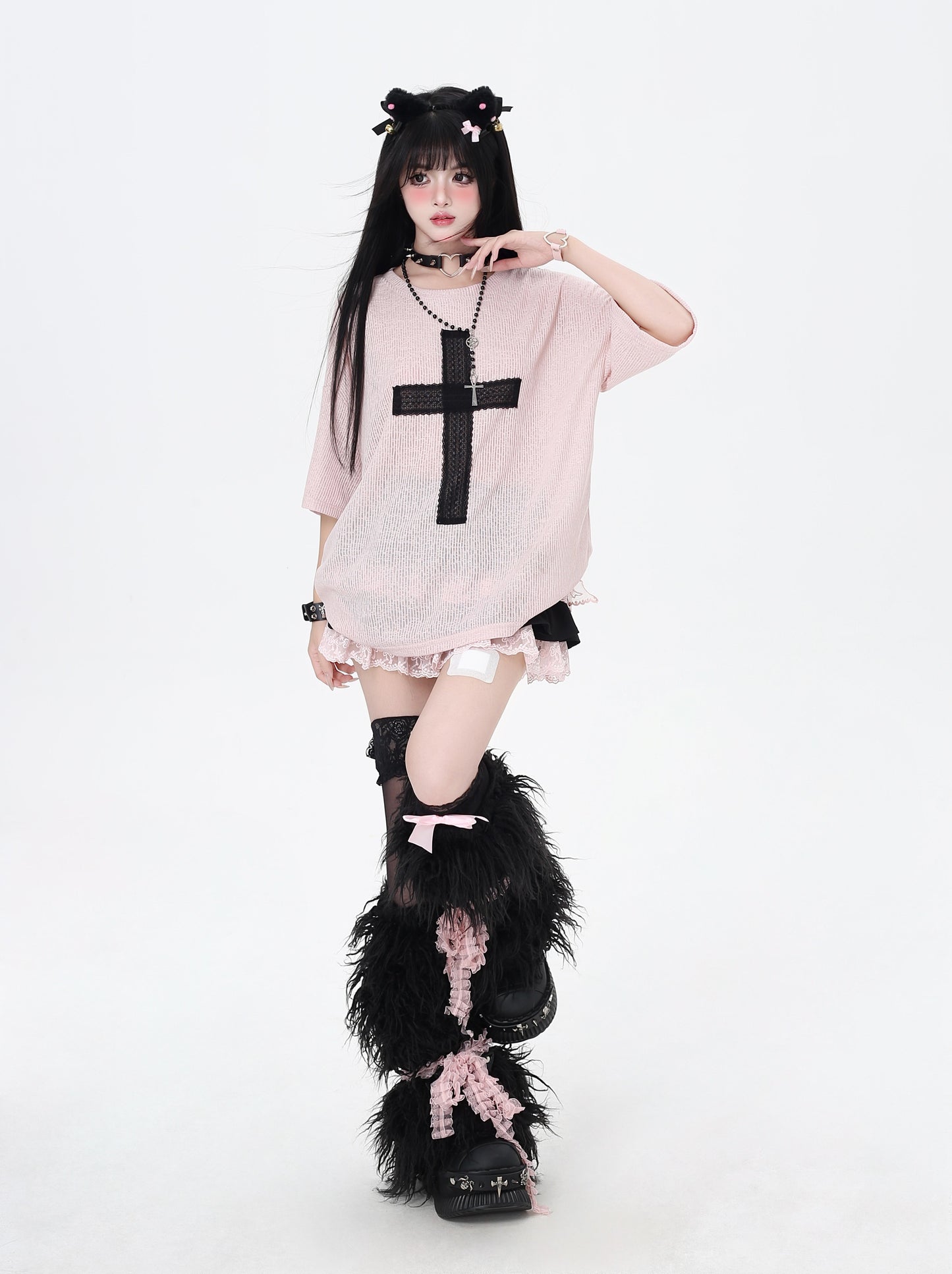 オリジナルアンダーグラウンド大十字刺繍ゆるTシャツ