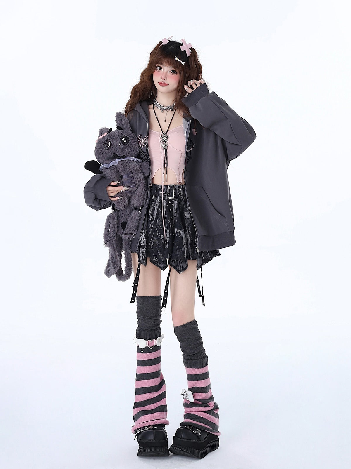 Tie-dye irregular vintage denim short skirt