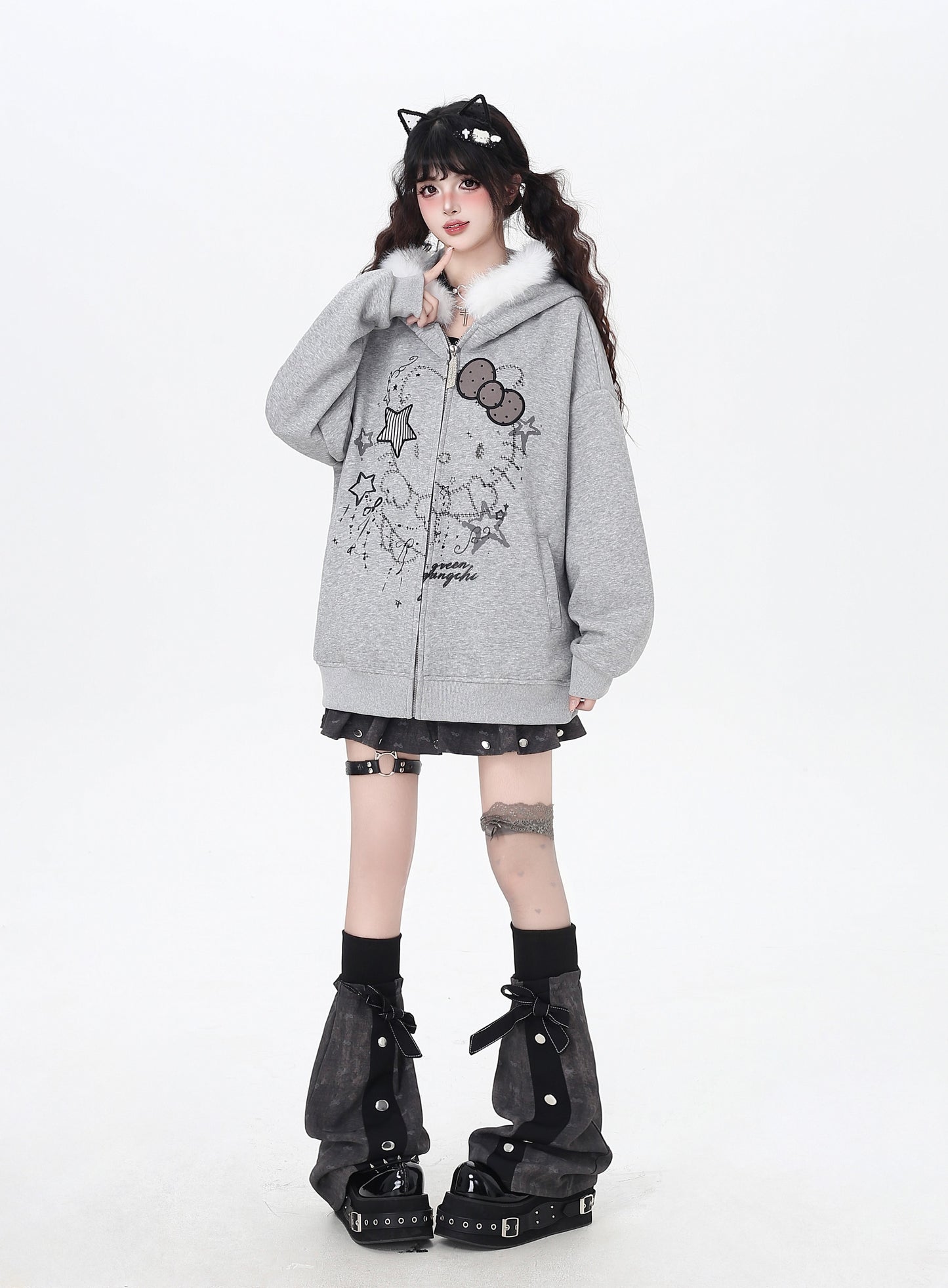 猫モチーフ×甘辛フードコート♡秋冬カジュアル