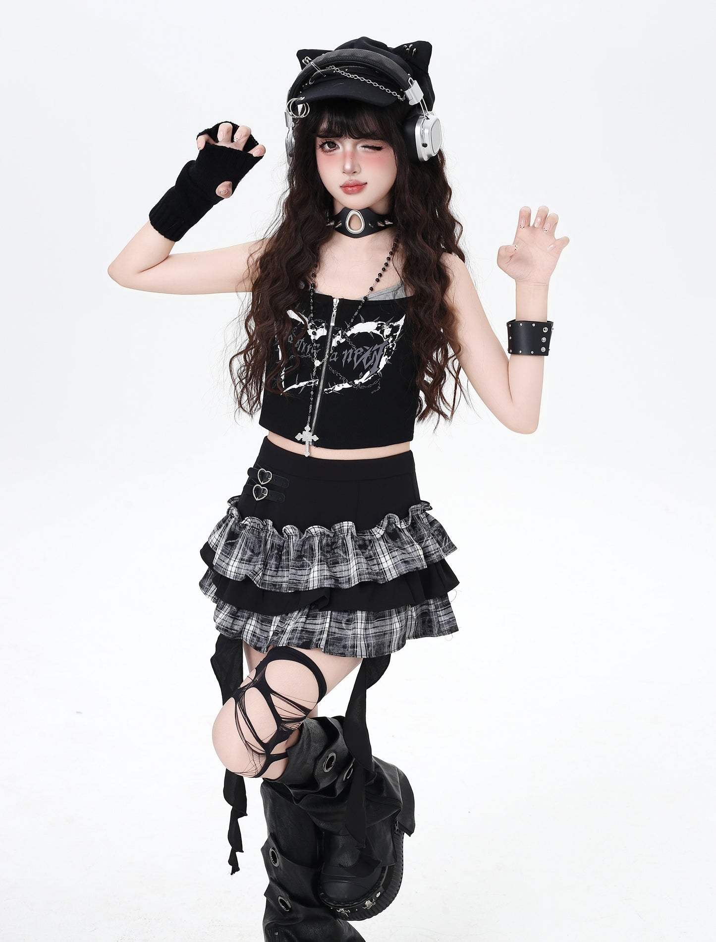 パッチワーク×アシメ裾☆デザイン性抜群ケーキスカート