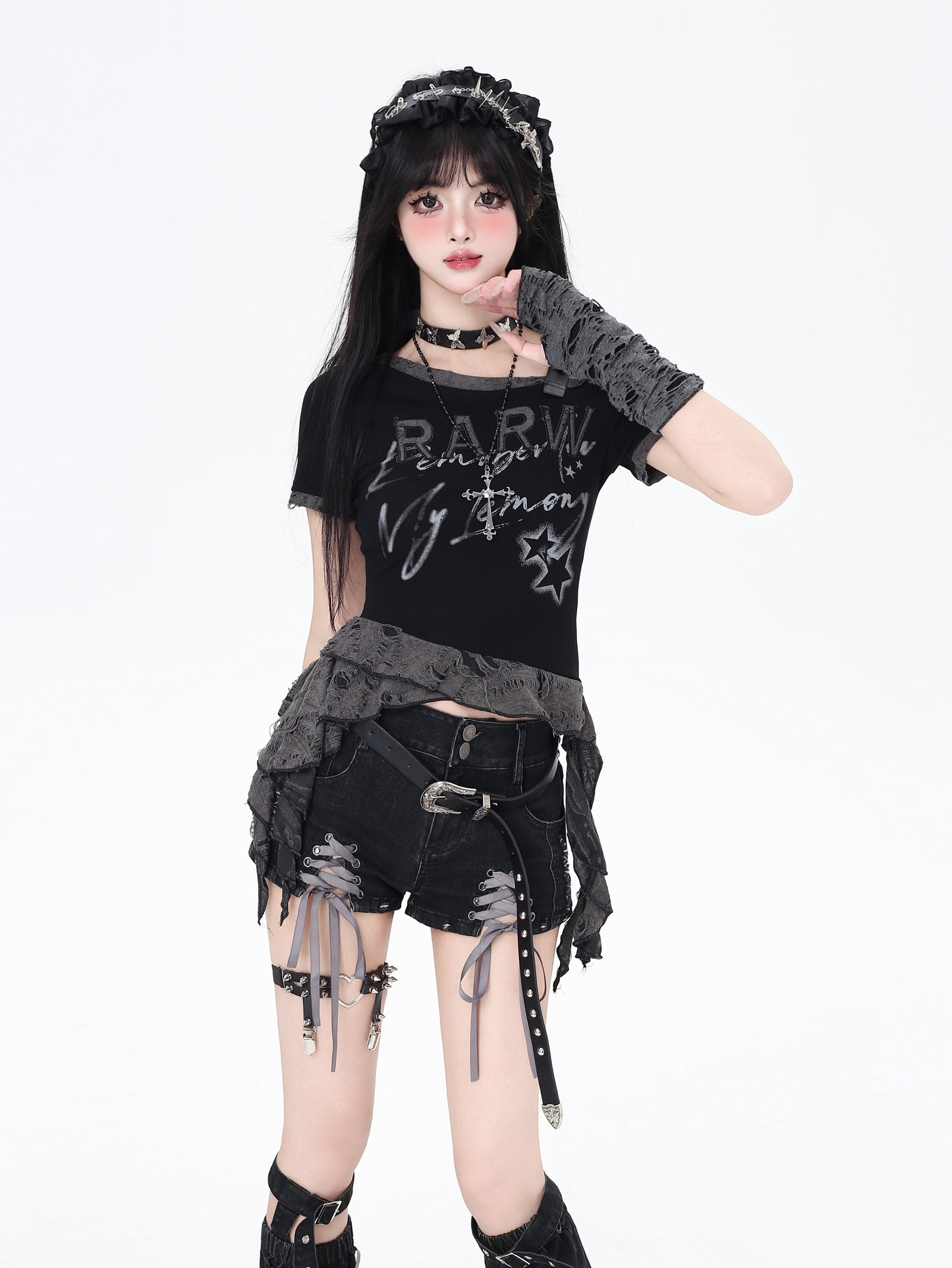 肩見せ×個性派 デザインショートTシャツ
