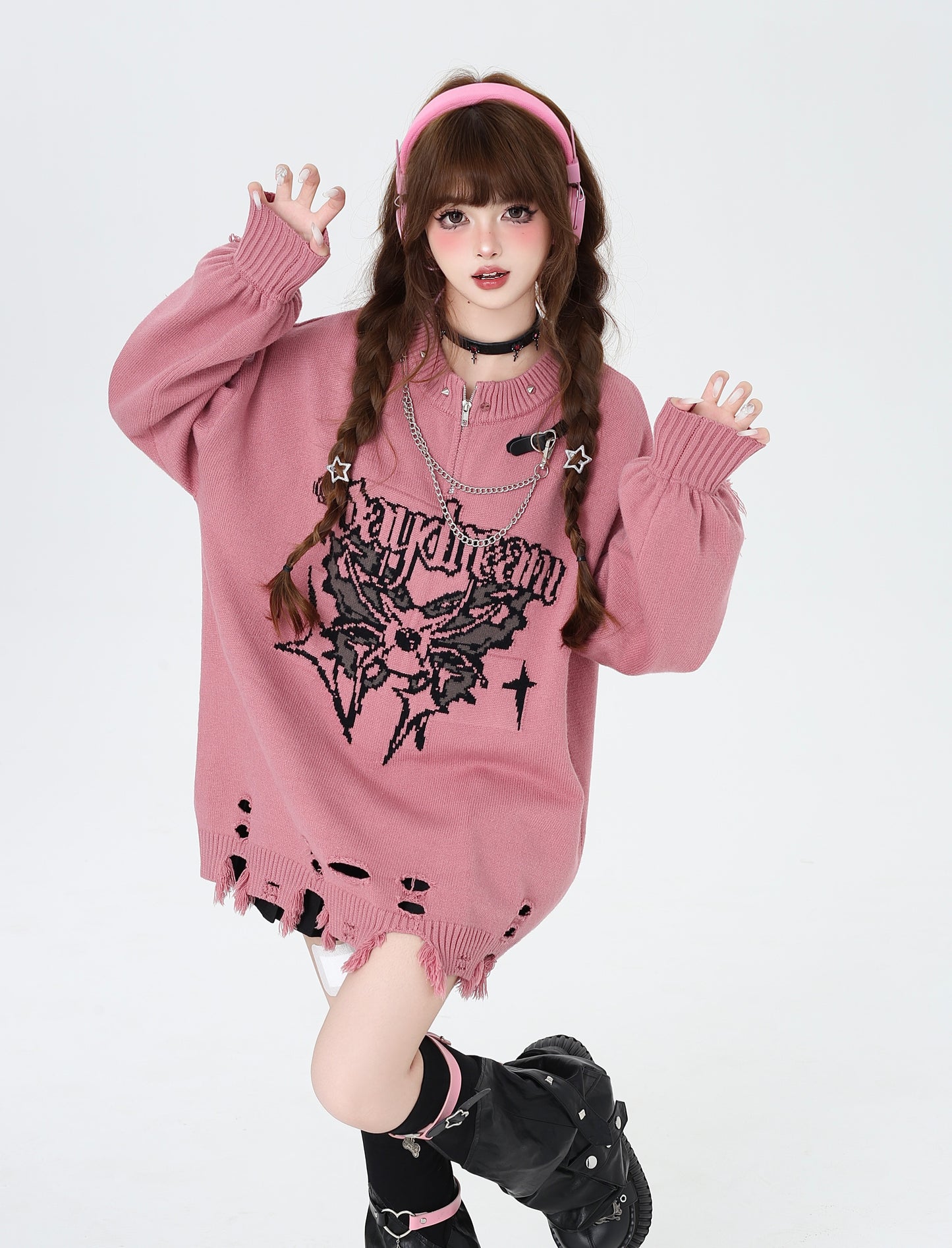 ヴィンテージゴシック×ダメージ加工♡個性派ニット