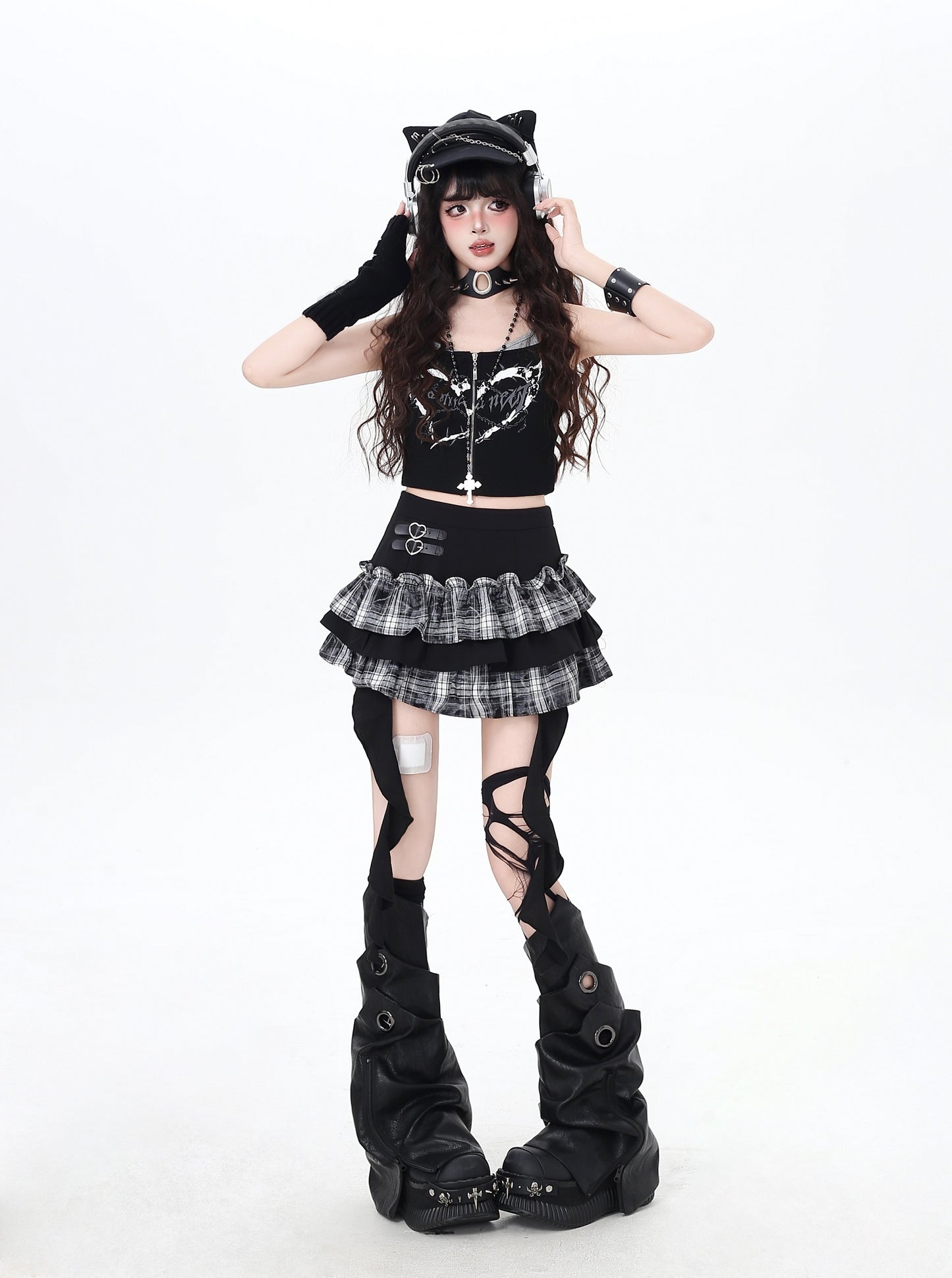 パッチワーク×アシメ裾☆デザイン性抜群ケーキスカート
