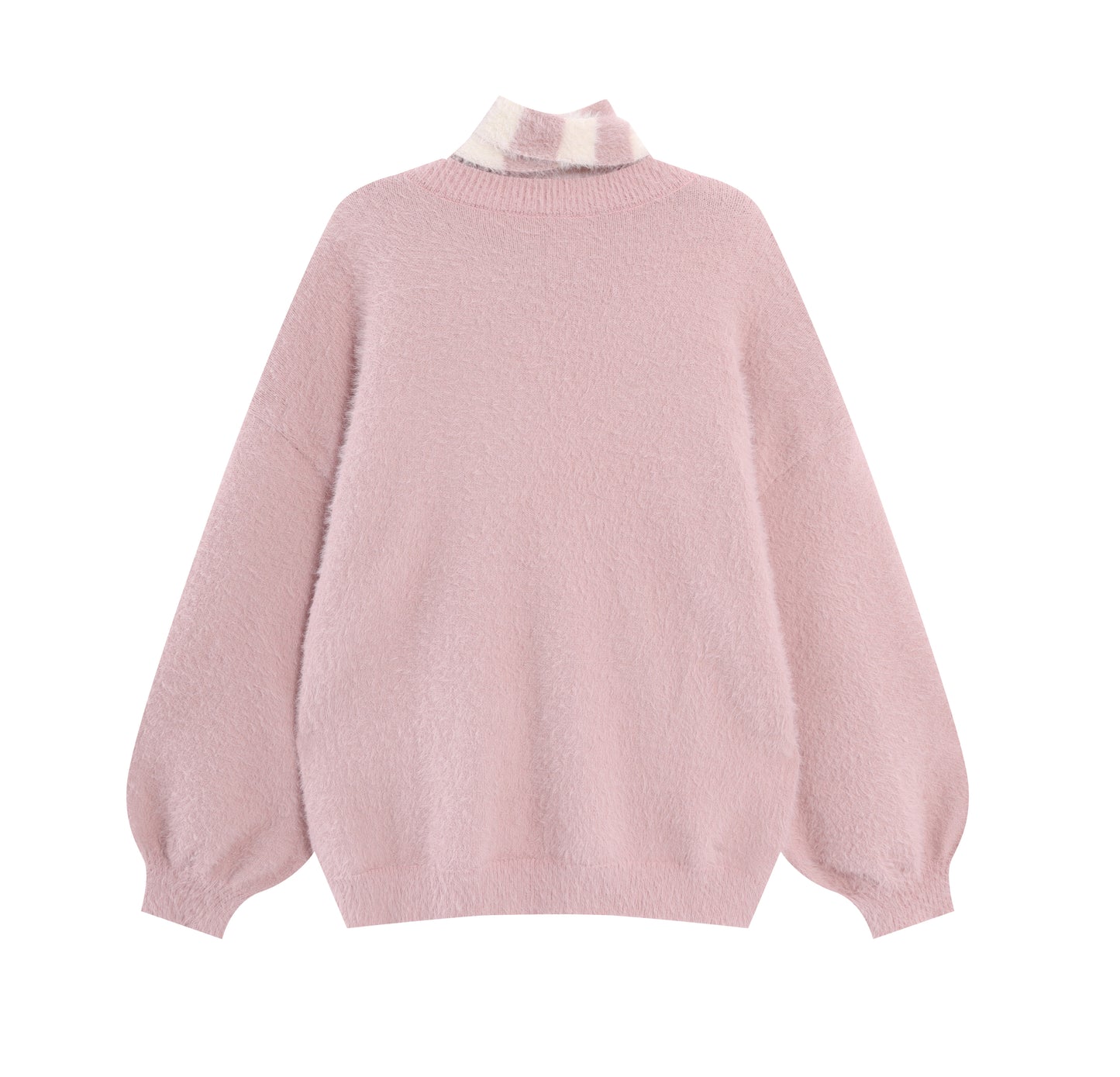 幽霊デザインふわふわフェイクミンクニットセーター