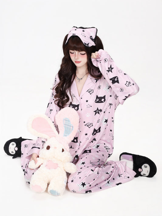 ねこ×スター総柄ルームウェアセットアップ
