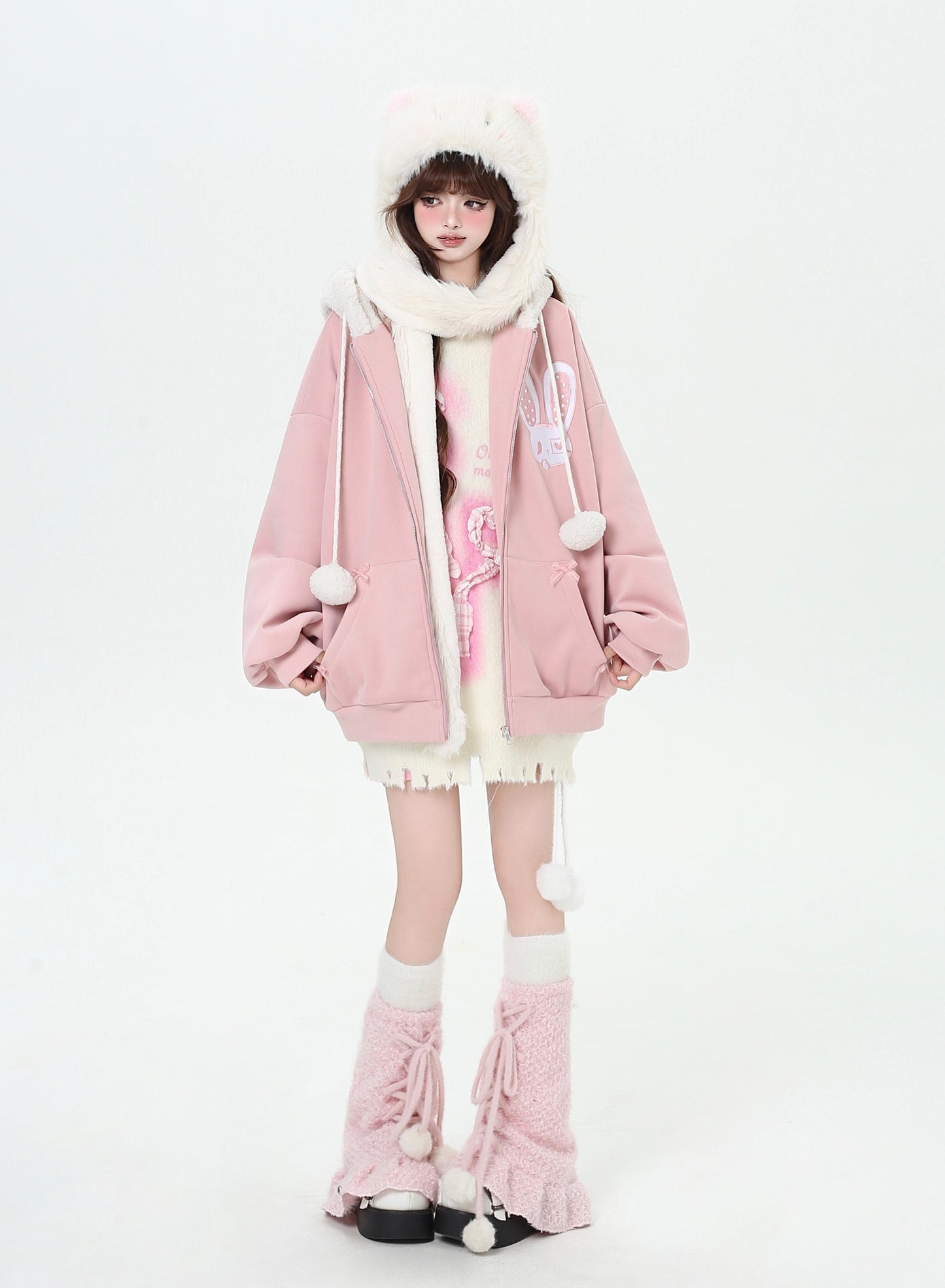 フードが可愛いあったか裏起毛ゆるパーカー